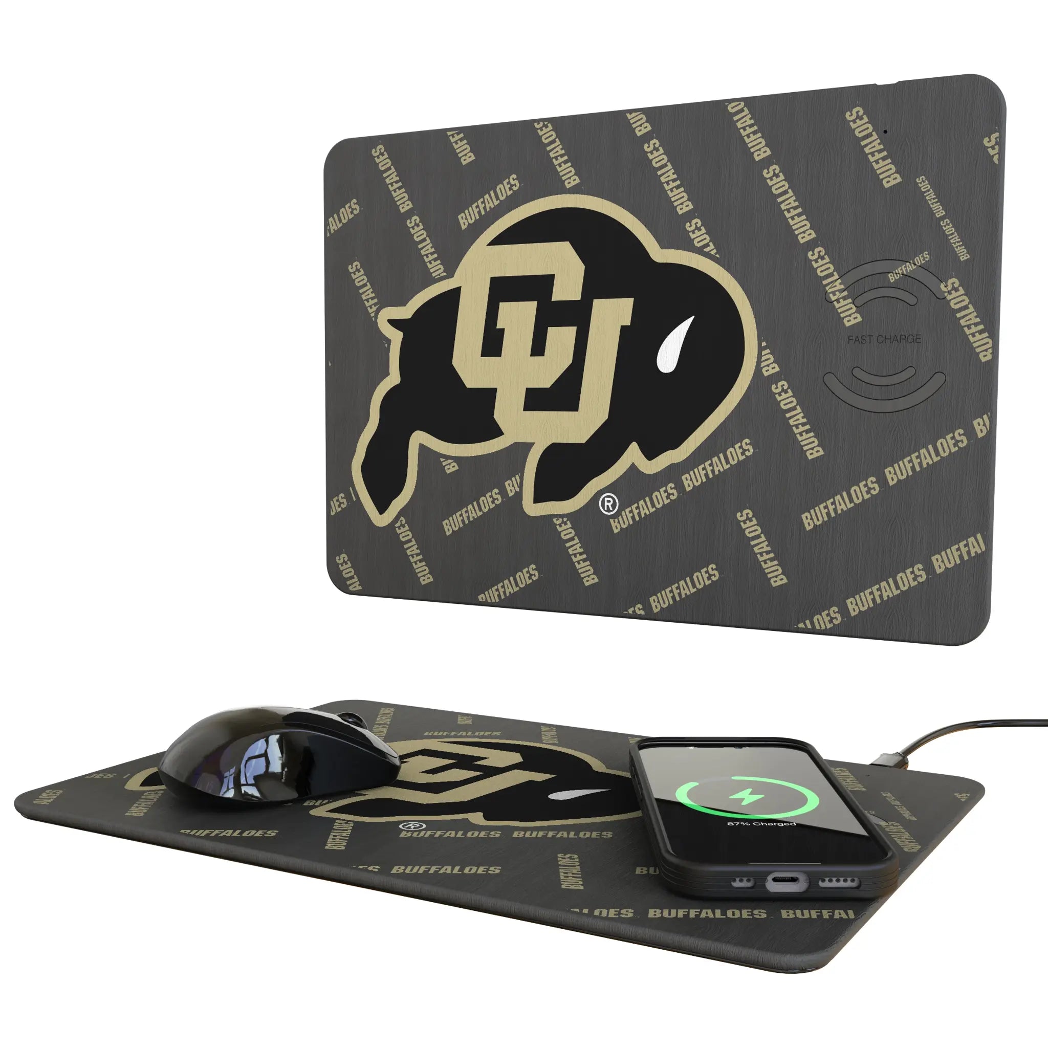 University of Colorado Buffaloes Quadtile 15-Watt Wireless Charger and Mouse Pad