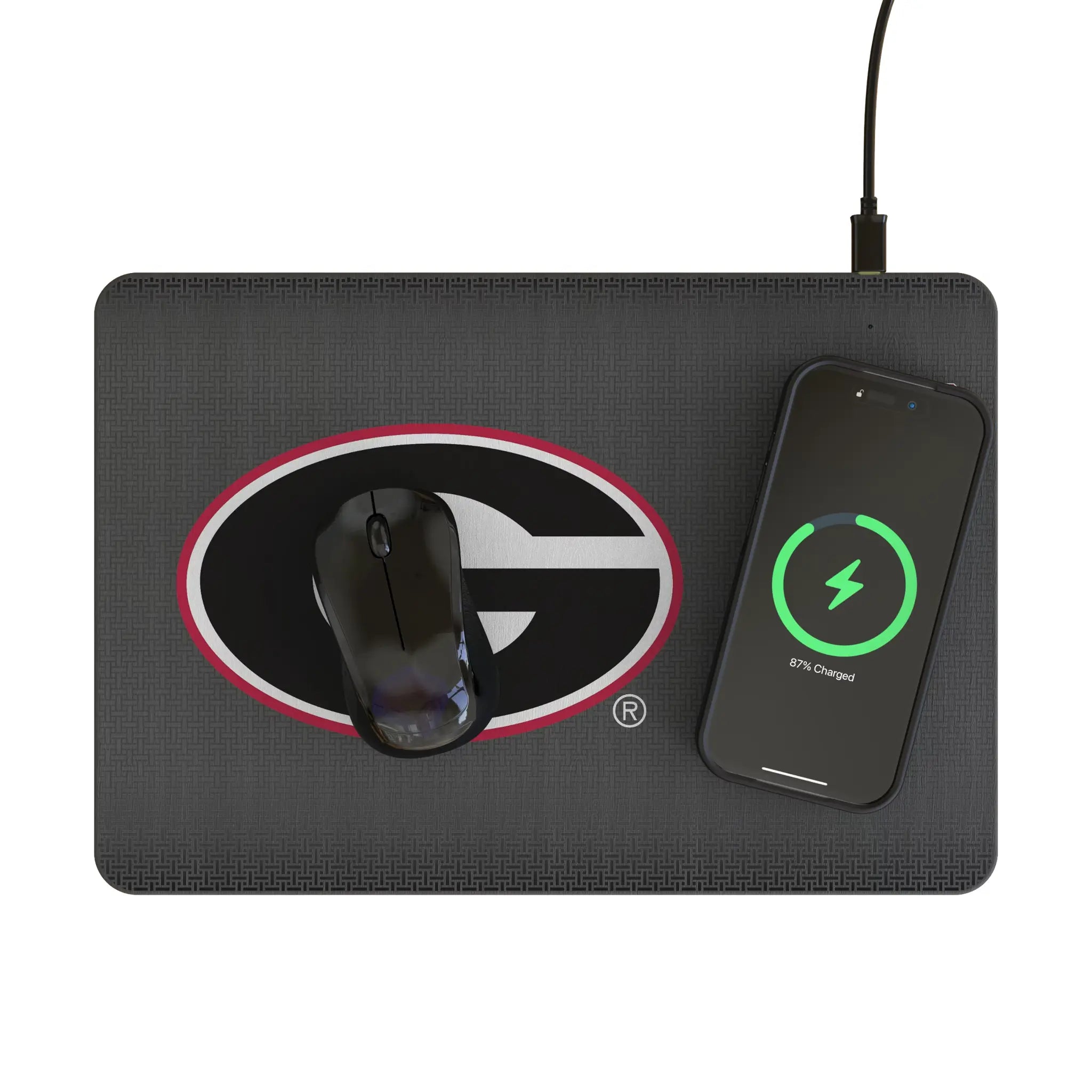 University of Georgia Bulldogs Linen 15-Watt Wireless Charger and Mouse Pad
