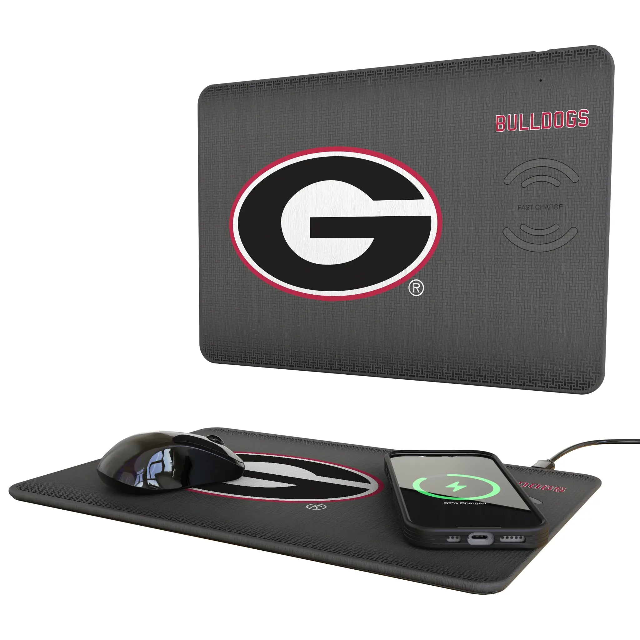 University of Georgia Bulldogs Linen 15-Watt Wireless Charger and Mouse Pad