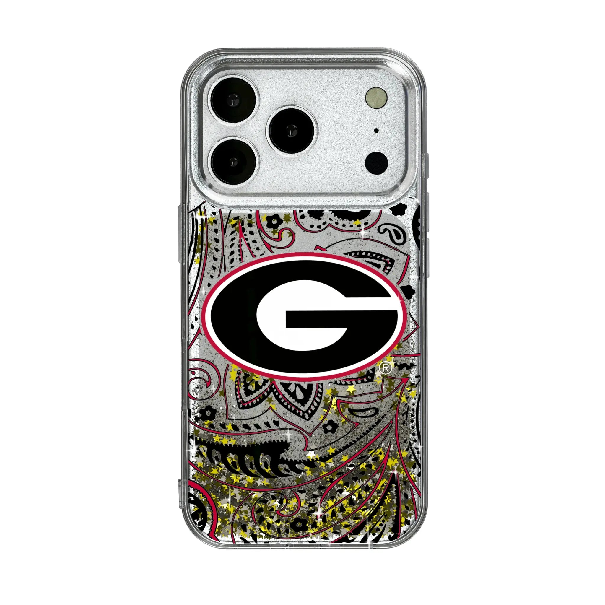 University of Georgia Bulldogs Paisley Glitter Phone Case for Apple iPhone