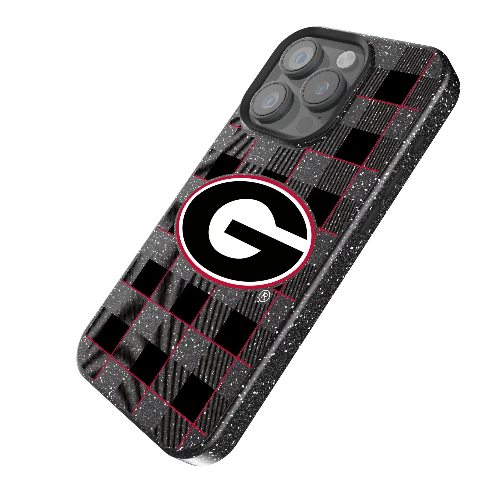 University of Georgia Bulldogs Plaid Bling Phone Case for Apple iPhone