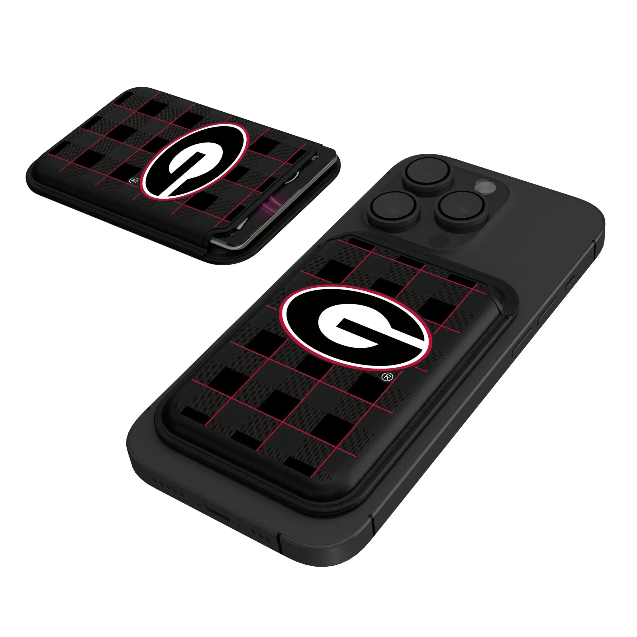University of Georgia Bulldogs Plaid Black Magnetic Credit Card Wallet