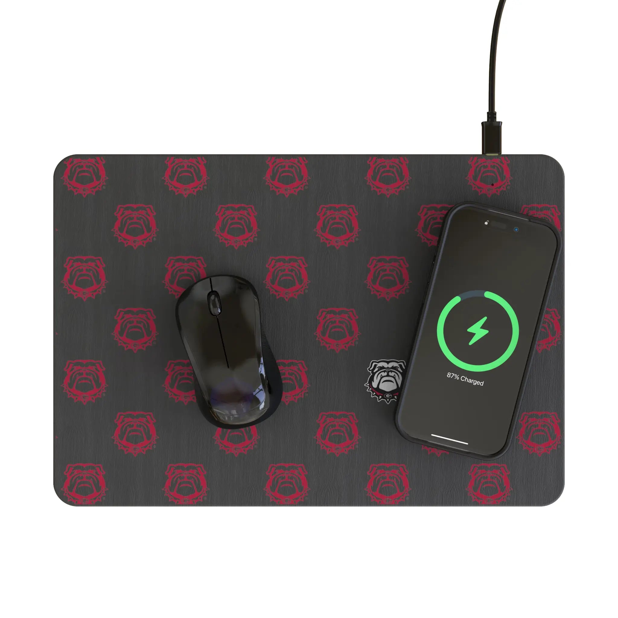 University of Georgia Bulldogs Uga Fashion Pattern 15-Watt Wireless Charger and Mouse Pad