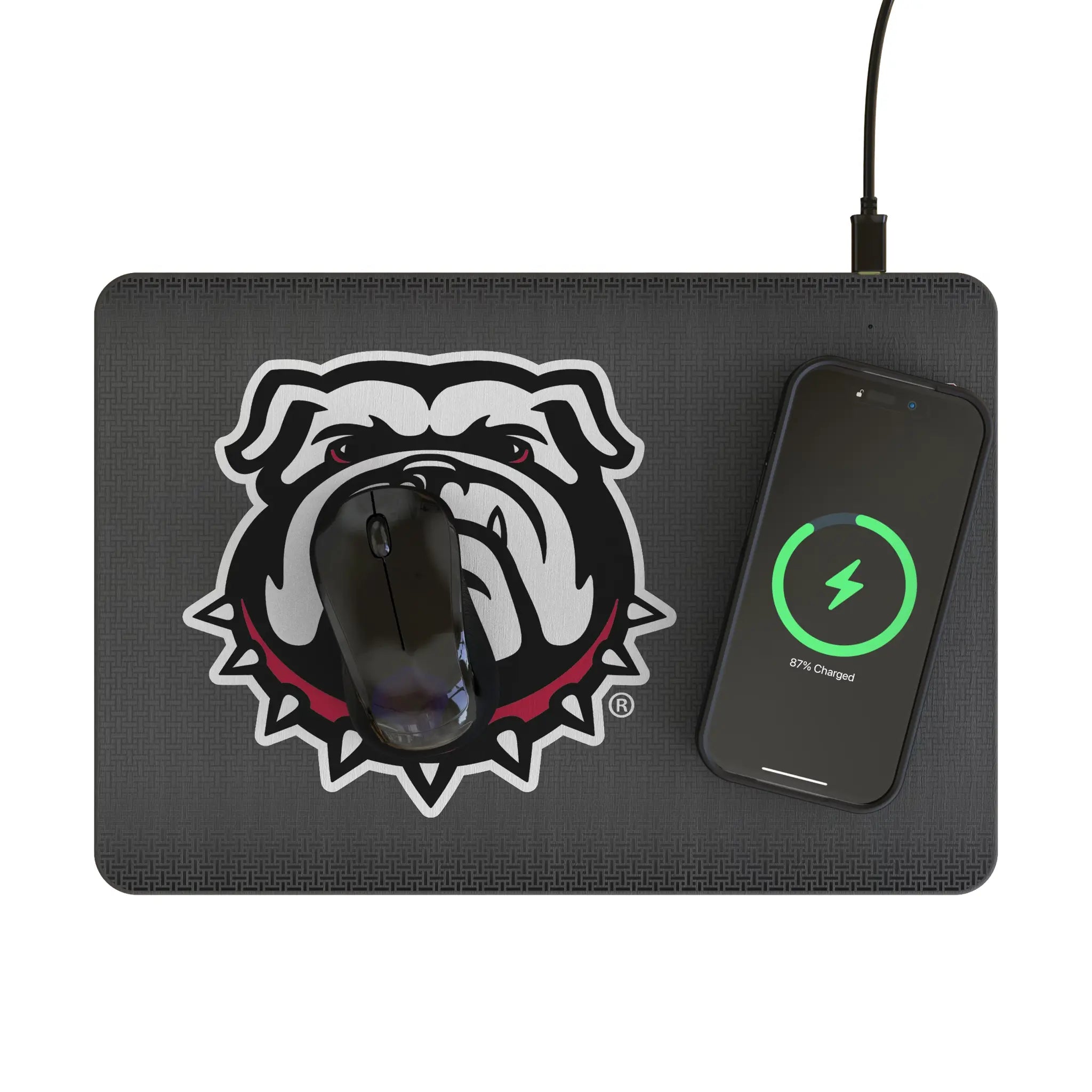 University of Georgia Bulldogs Uga Linen 15-Watt Wireless Charger and Mouse Pad