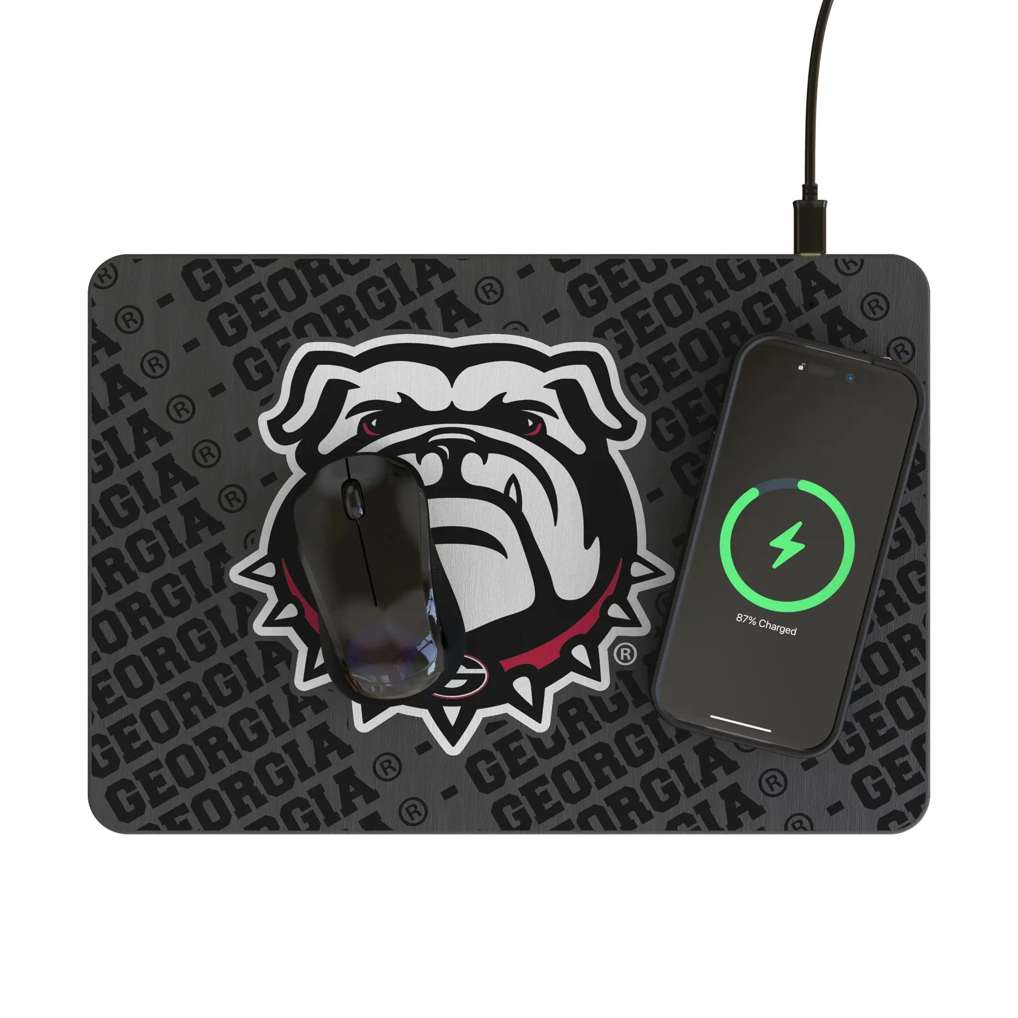 University of Georgia Bulldogs Uga Monocolor Tilt 15-Watt Wireless Charger and Mouse Pad