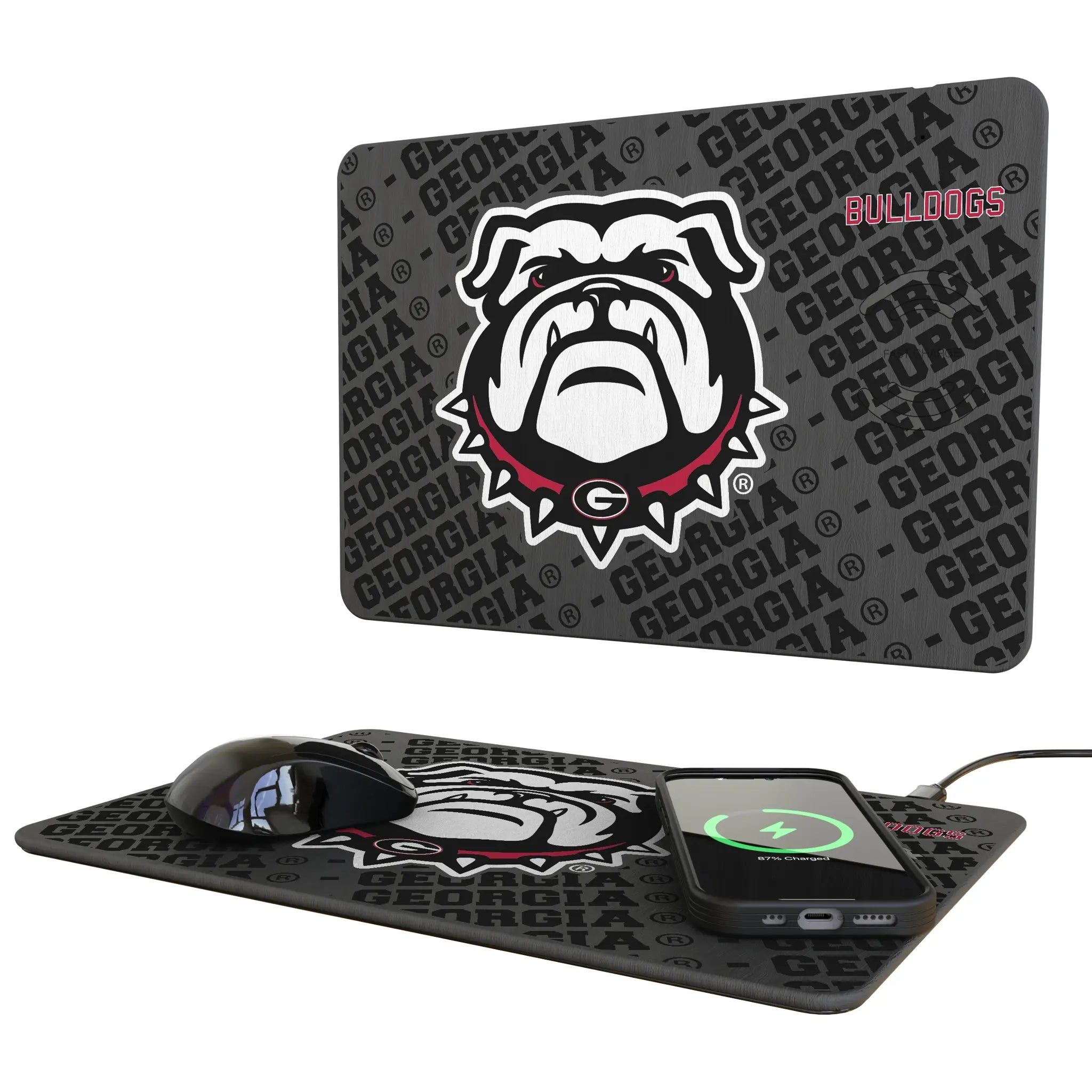 University of Georgia Bulldogs Uga Monocolor Tilt 15-Watt Wireless Charger and Mouse Pad