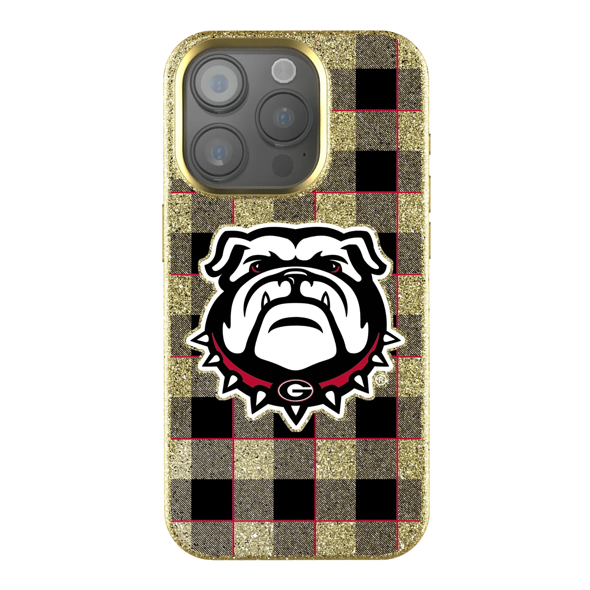 University of Georgia Bulldogs Uga Plaid Bling Phone Case for Apple iPhone