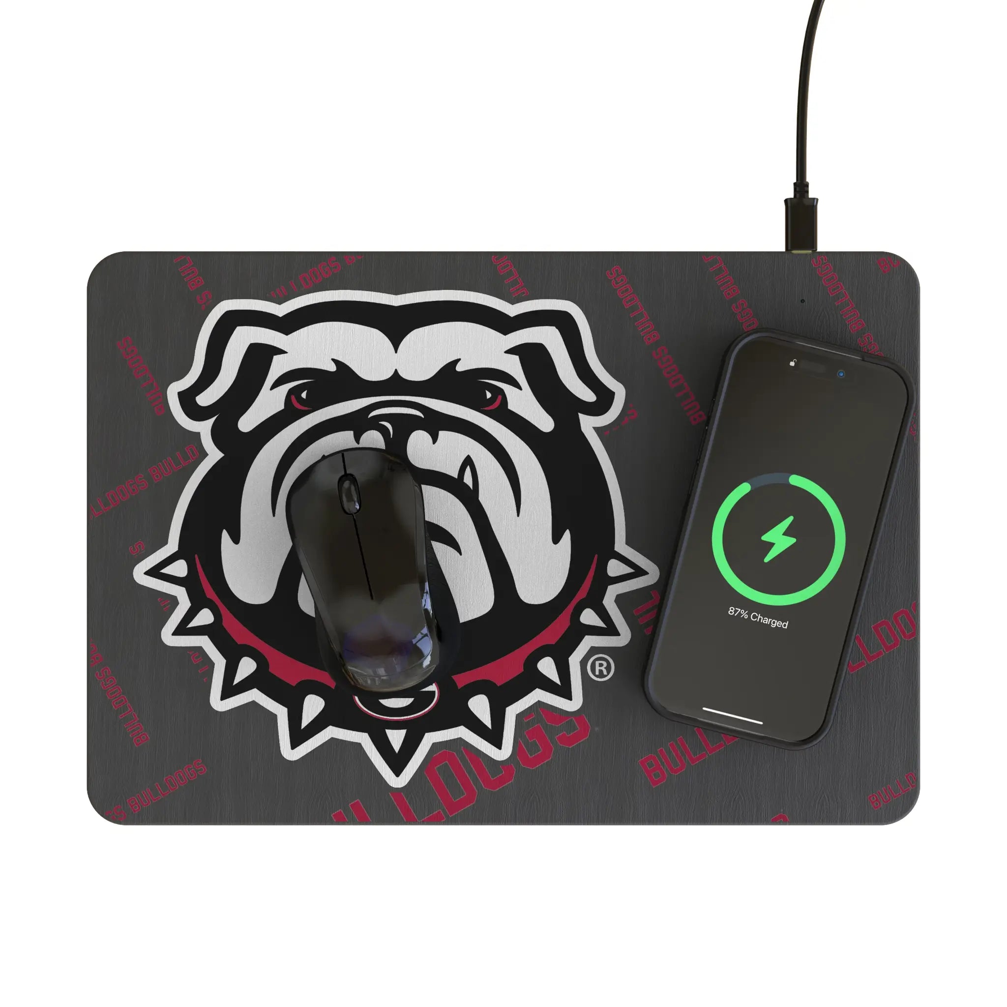 University of Georgia Bulldogs Uga Quadtile 15-Watt Wireless Charger and Mouse Pad