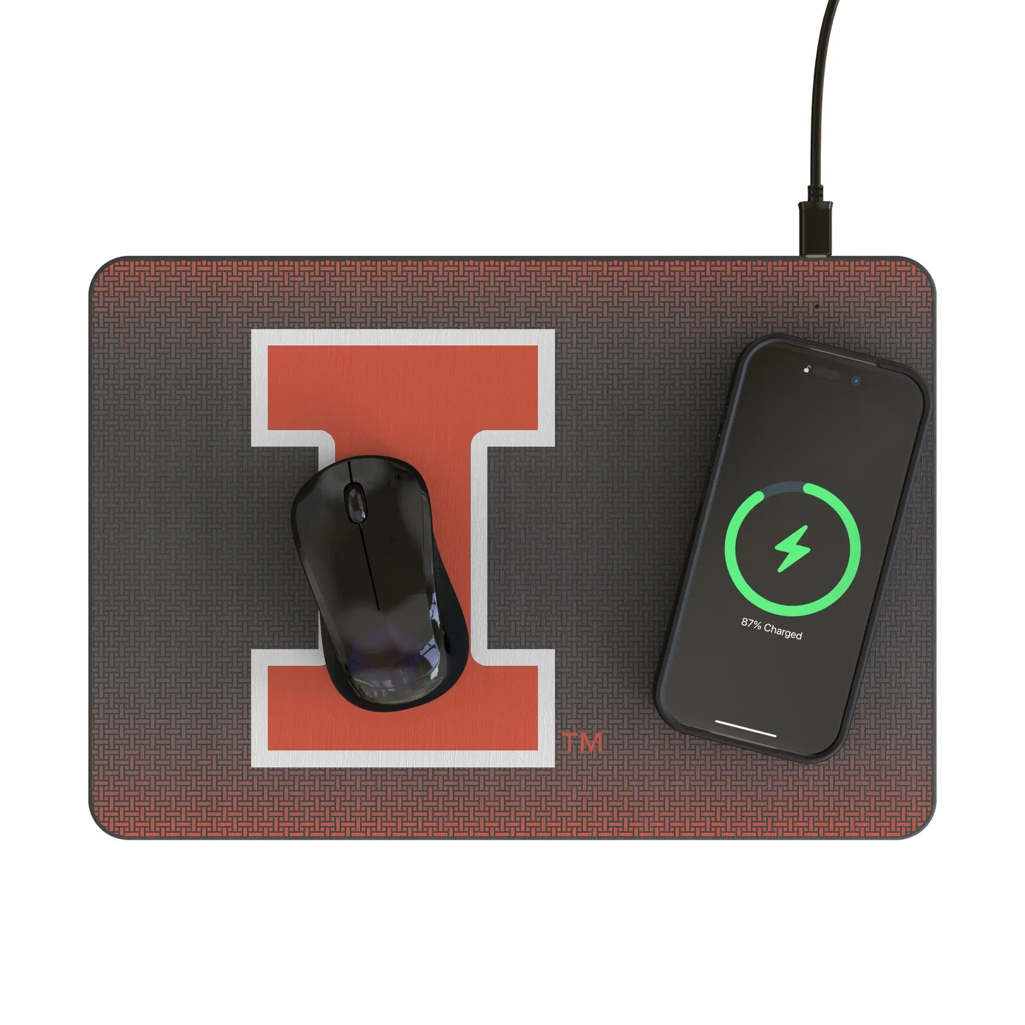 University of Illinois Fighting Illini Linen 15-Watt Wireless Charger and Mouse Pad