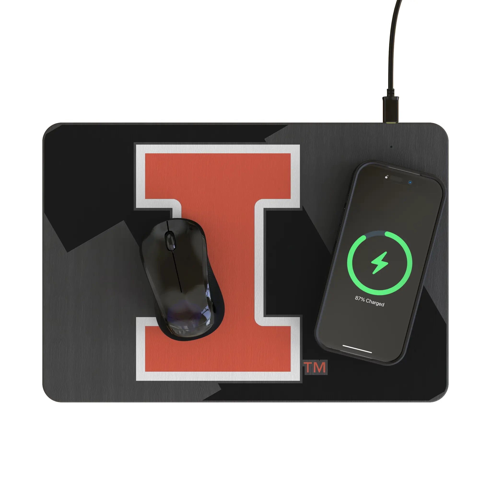 University of Illinois Fighting Illini Monocolor Tilt 15-Watt Wireless Charger and Mouse Pad
