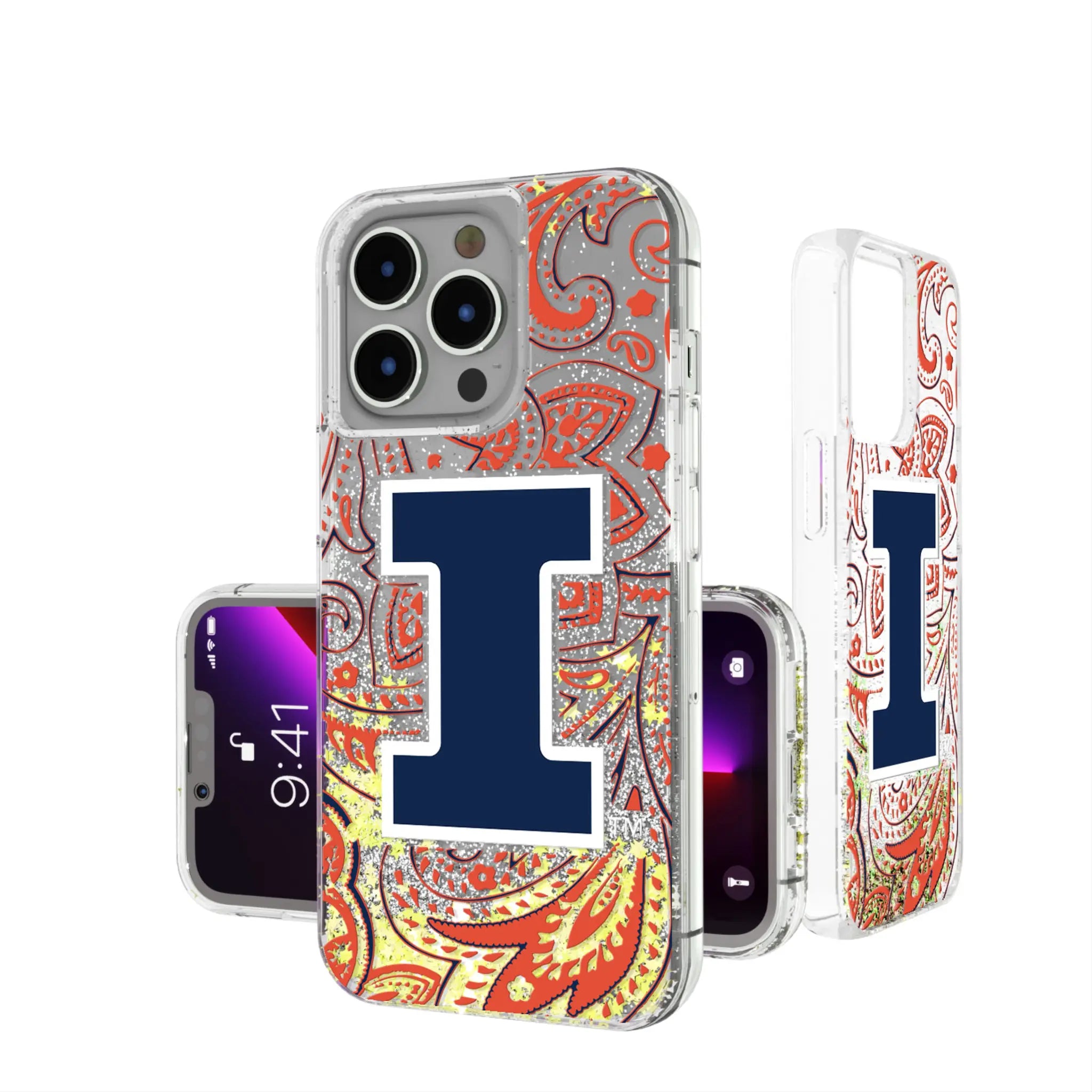 University of Illinois Fighting Illini Paisley Glitter Phone Case
