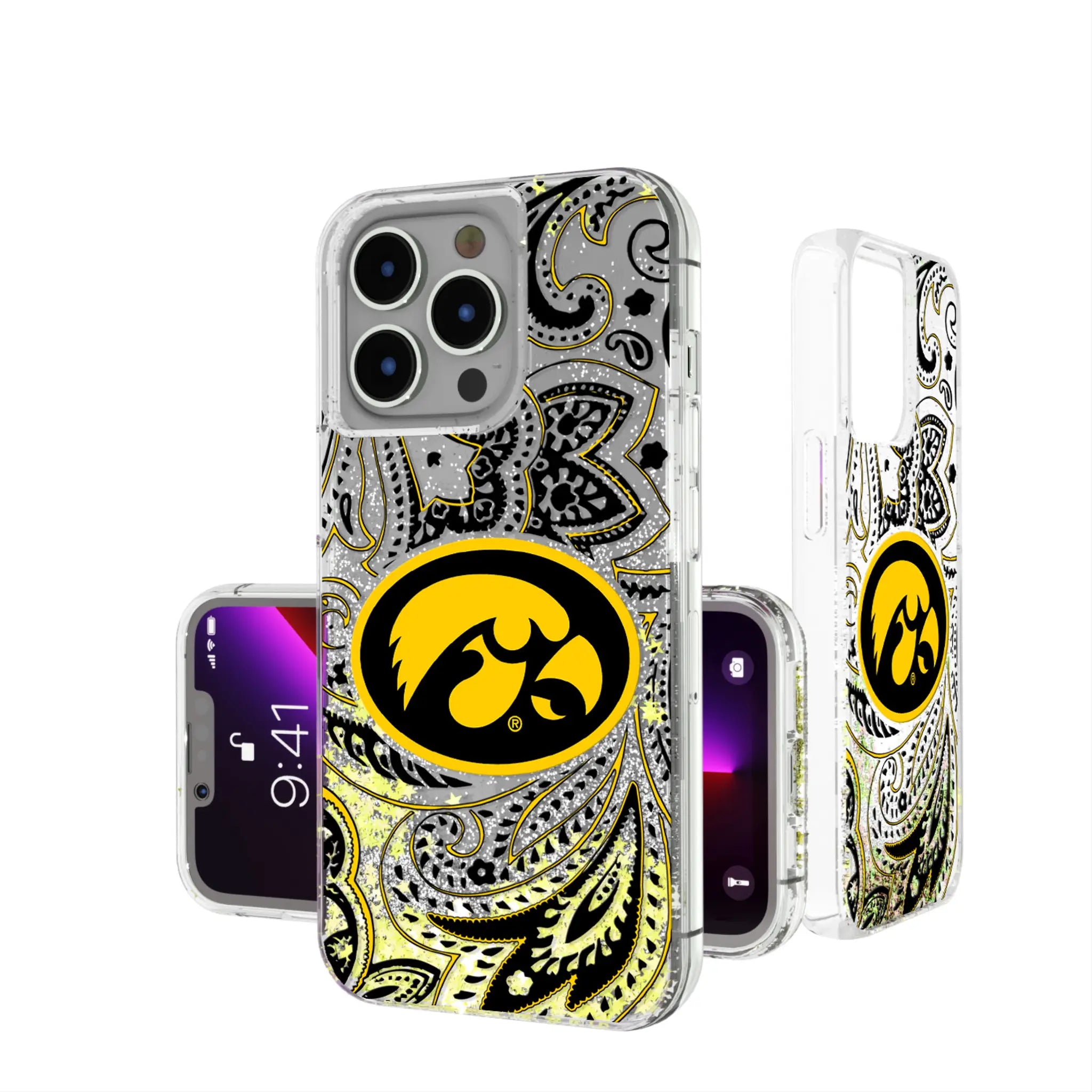 University of Iowa Hawkeyes Paisley Glitter Phone Case