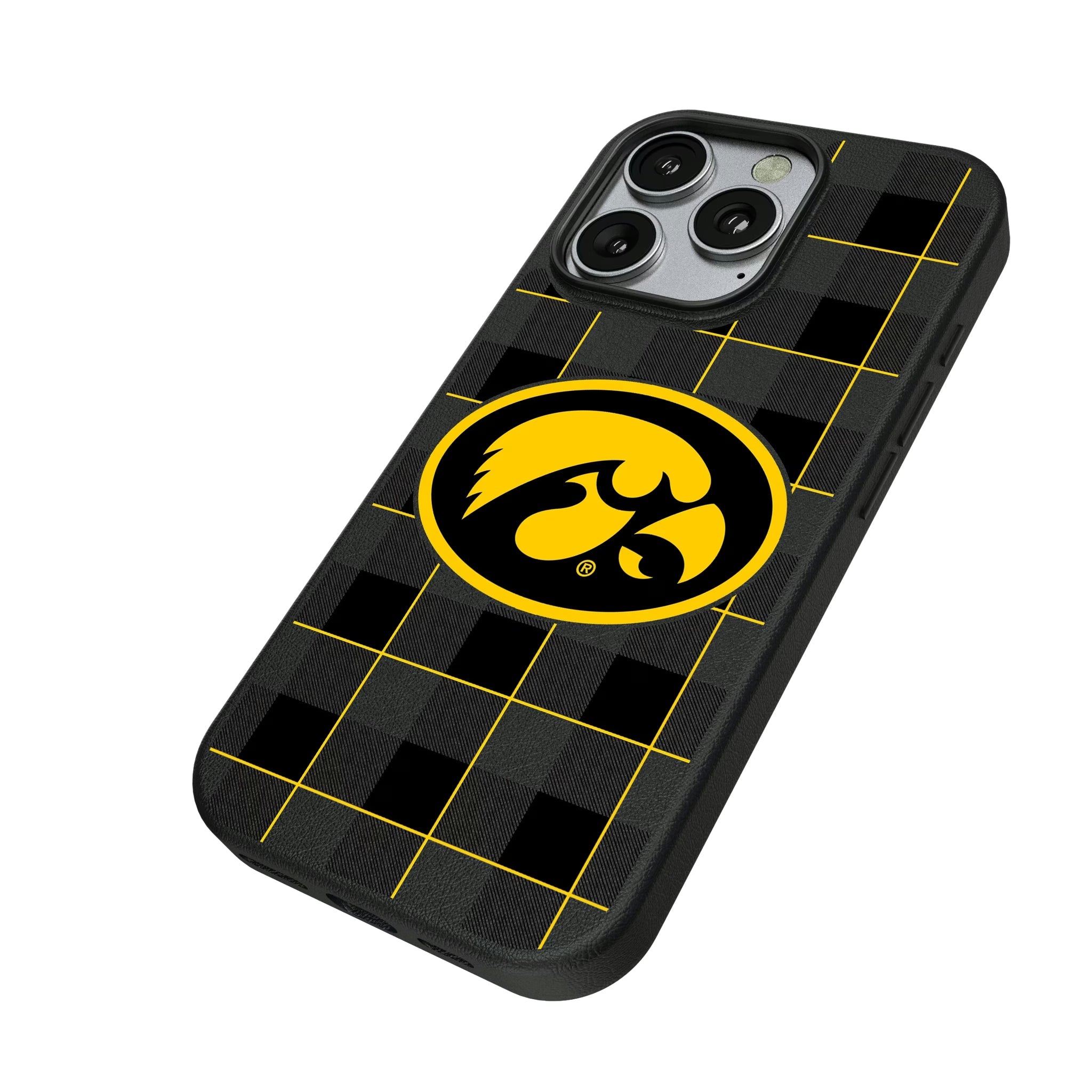 University of Iowa Hawkeyes Plaid MagSafe Compatible Phone Case for Apple iPhone - Sports Gifts, Sports Memorabilia, Sports Collectibles, Fan Shop
