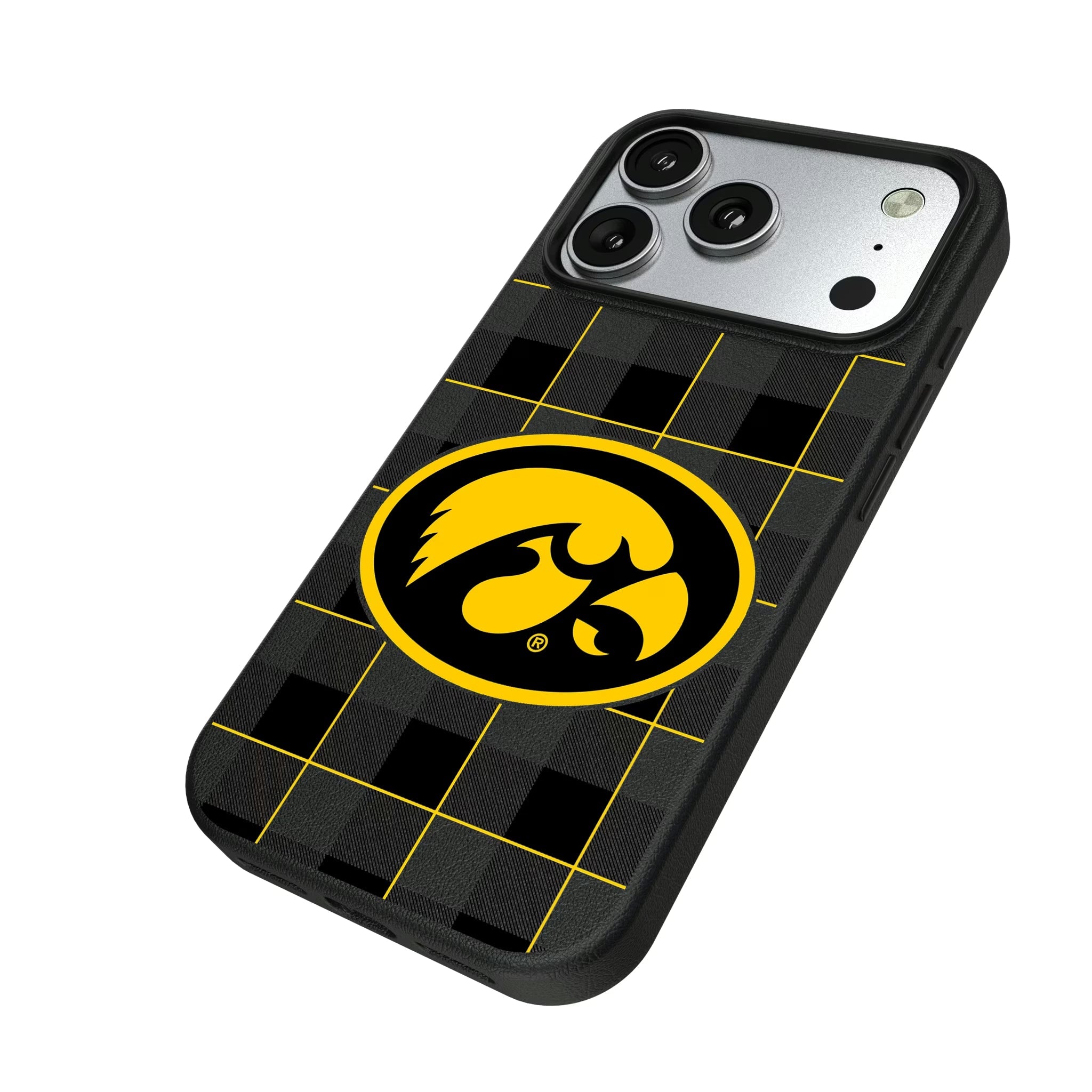 University of Iowa Hawkeyes Plaid MagSafe Compatible Phone Case for Apple iPhone - Sports Gifts, Sports Memorabilia, Sports Collectibles, Fan Shop