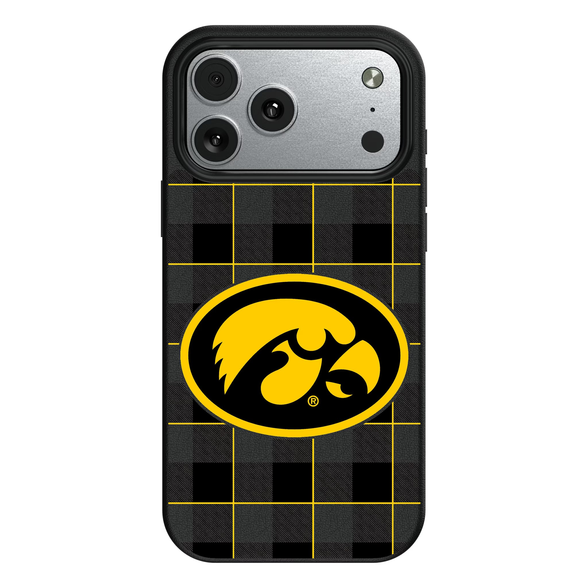 University of Iowa Hawkeyes Plaid MagSafe Compatible Phone Case for Apple iPhone - Sports Gifts, Sports Memorabilia, Sports Collectibles, Fan Shop