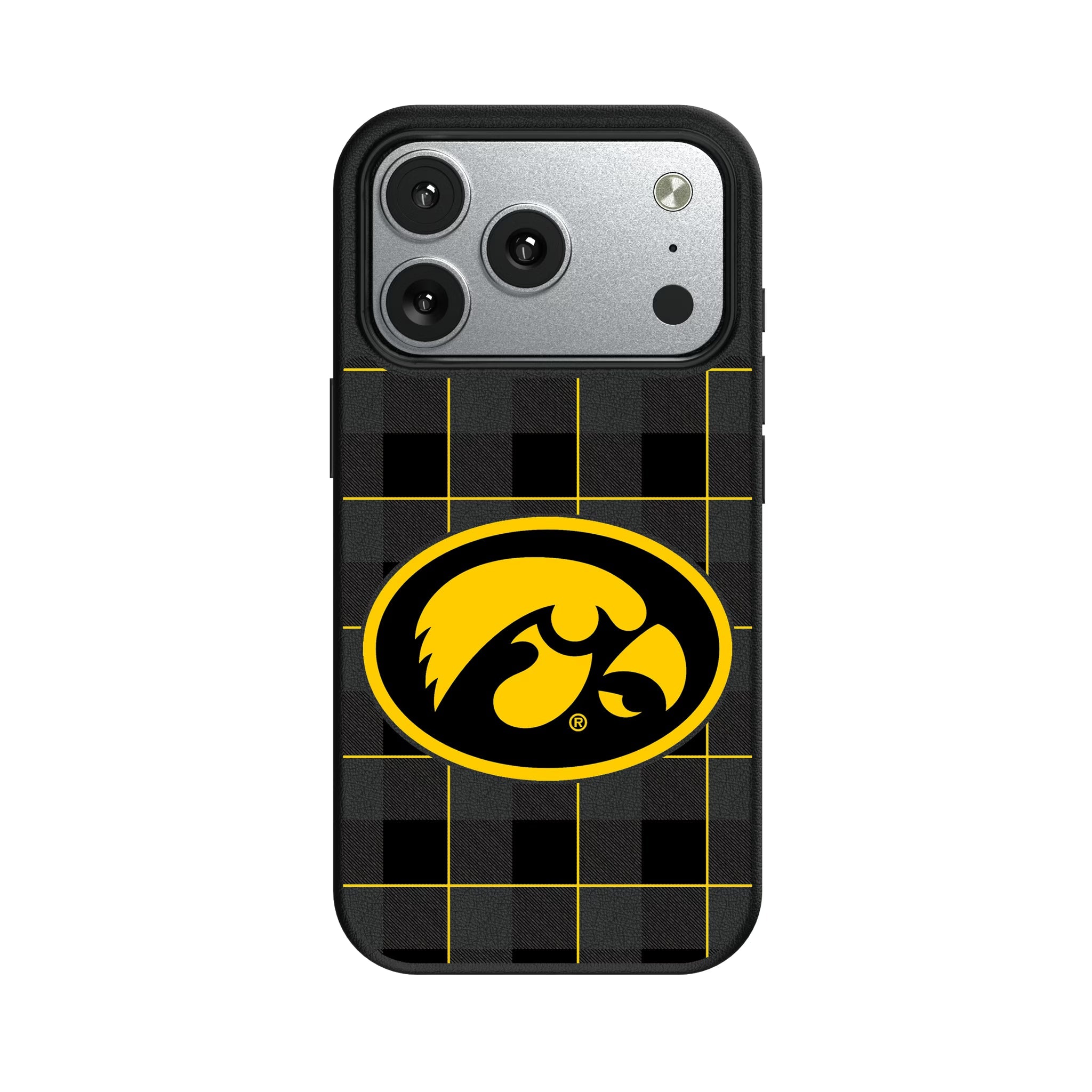 University of Iowa Hawkeyes Plaid MagSafe Compatible Phone Case for Apple iPhone - Sports Gifts, Sports Memorabilia, Sports Collectibles, Fan Shop