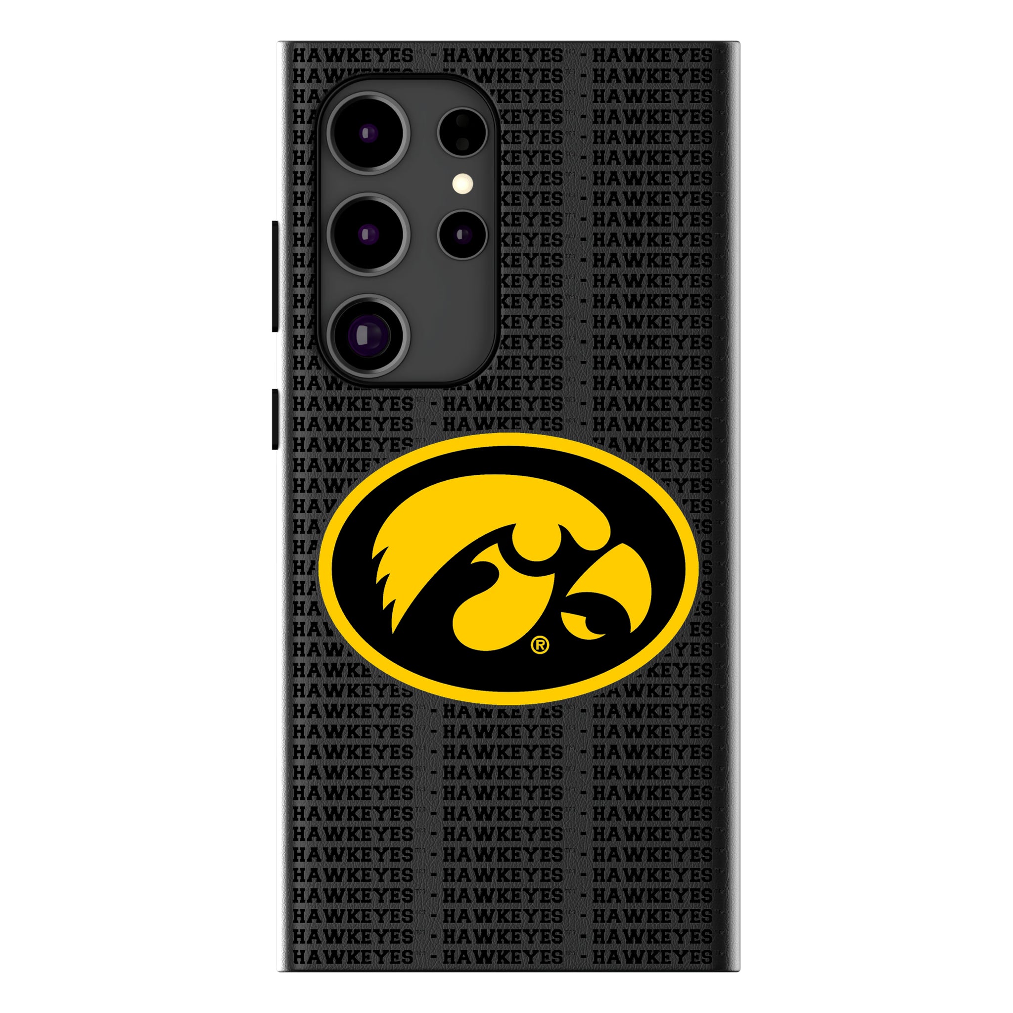 University of Iowa Hawkeyes Text Backdrop MagSafe Compatible Phone Case for Samsung Galaxy