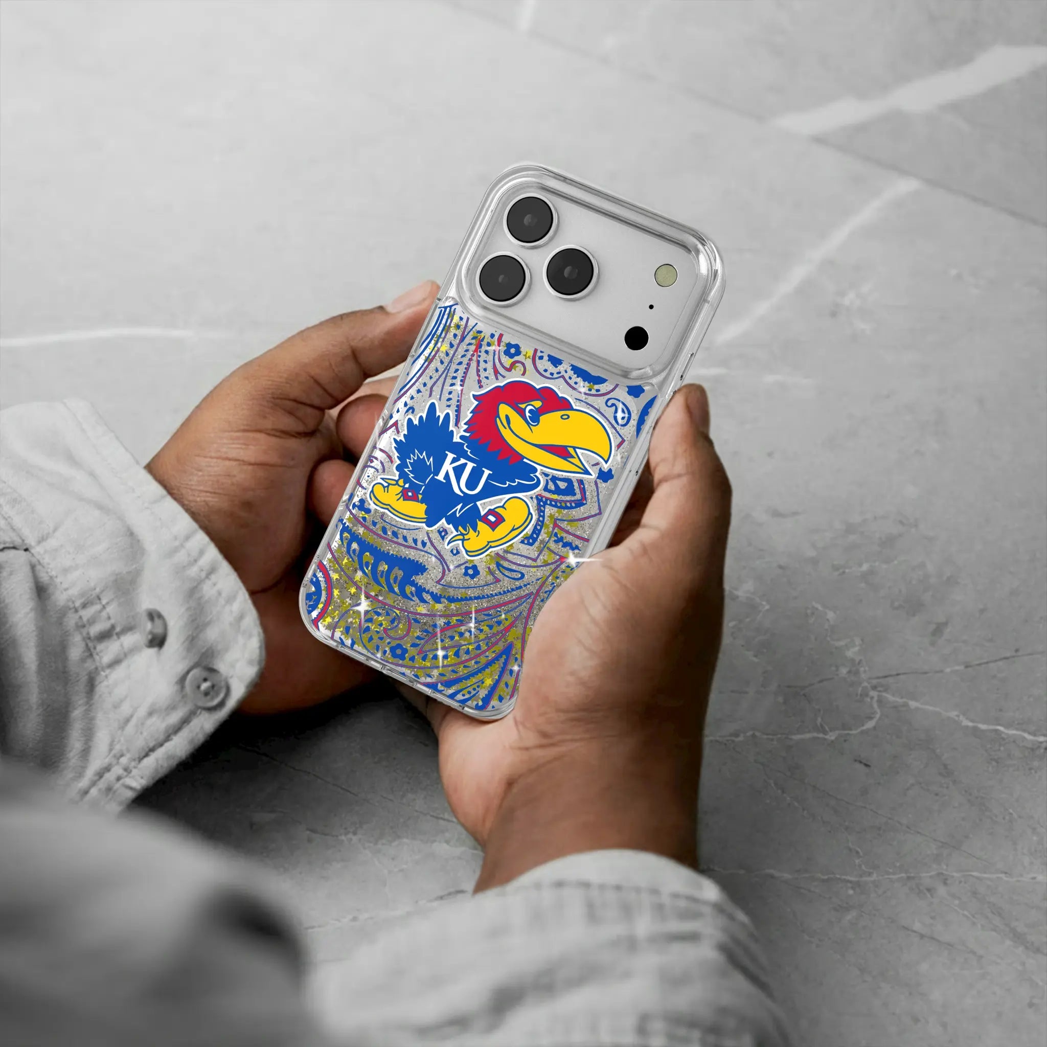 University of Kansas Jayhawks Paisley Glitter Phone Case