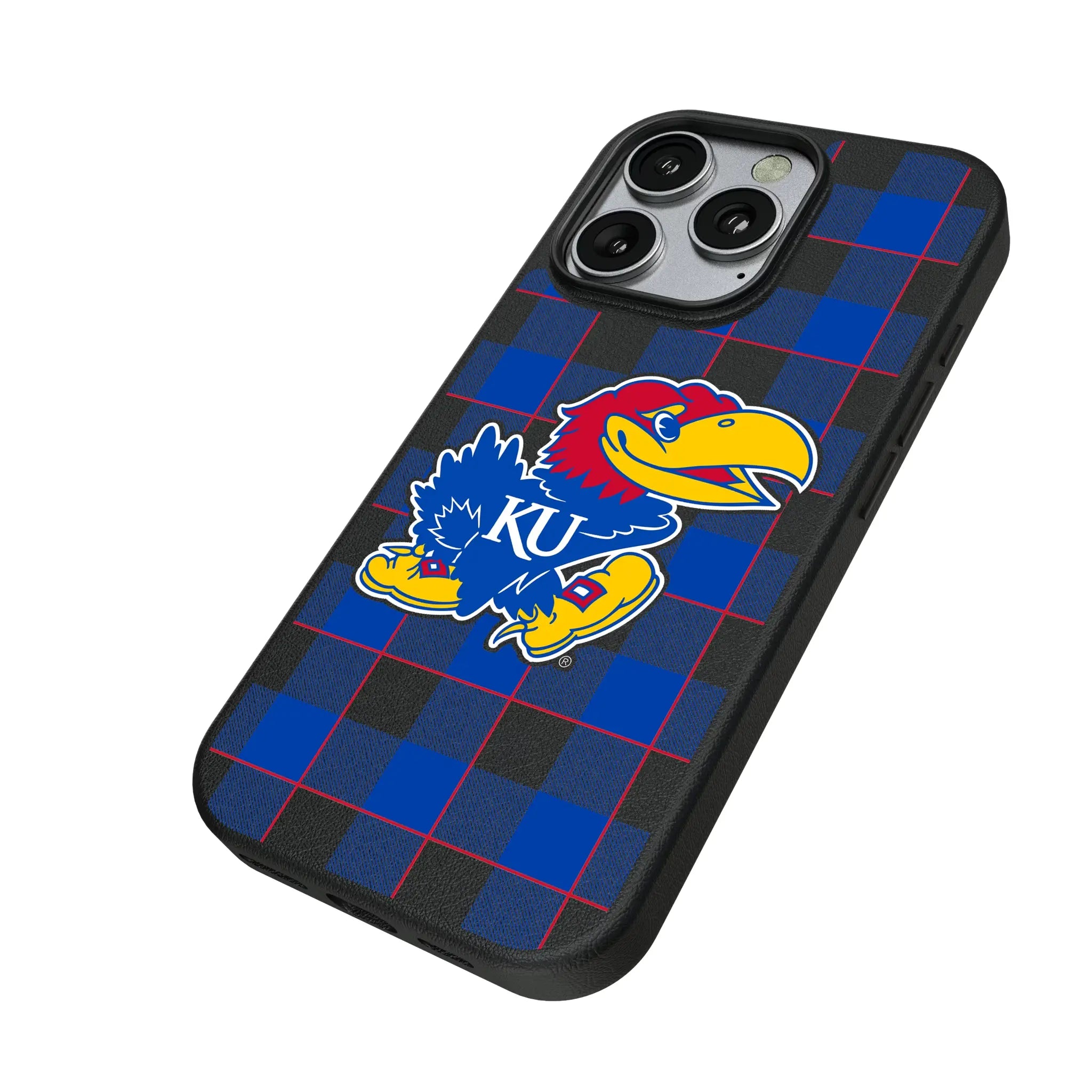 University of Kansas Jayhawks Plaid MagSafe Compatible Phone Case for Apple iPhone