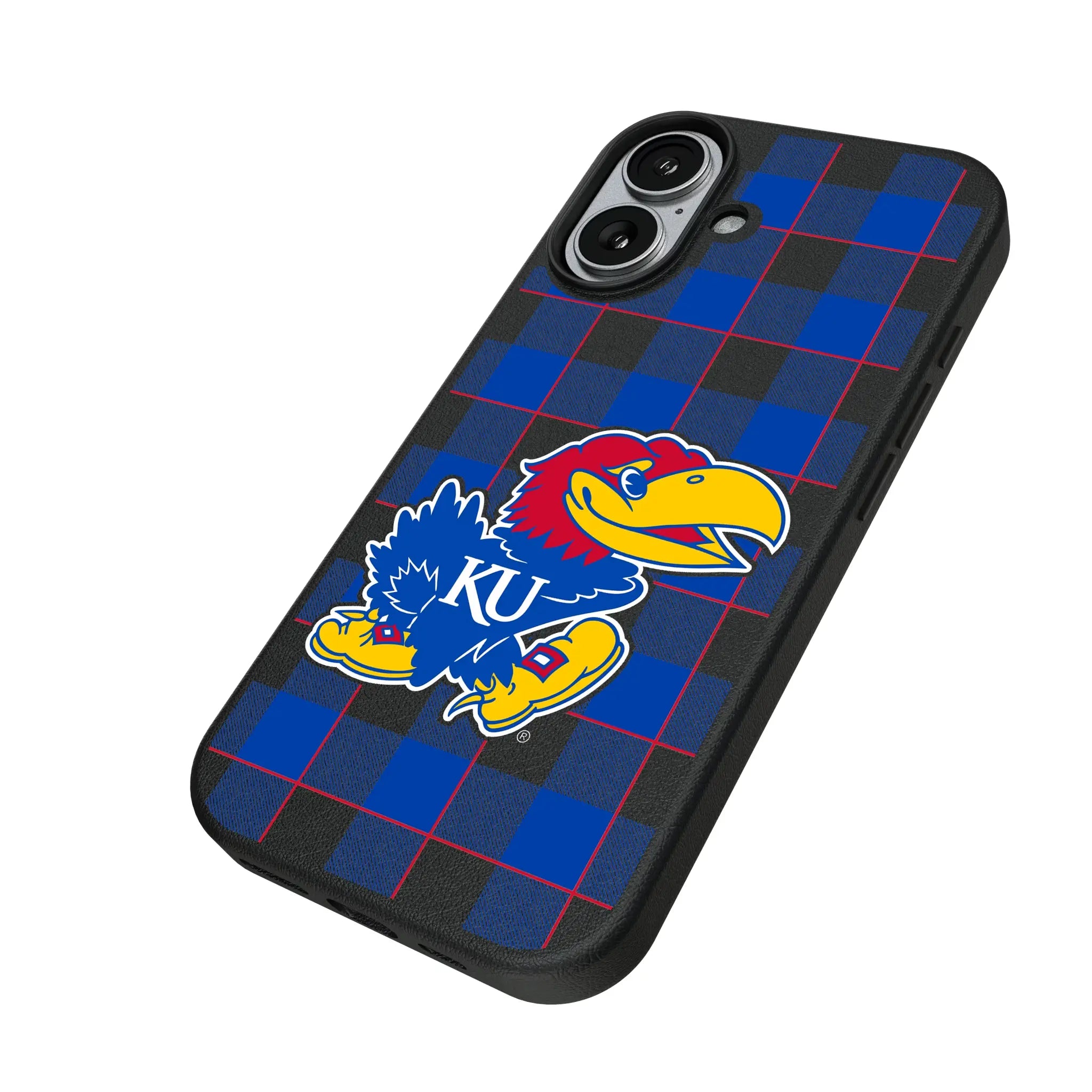 University of Kansas Jayhawks Plaid MagSafe Compatible Phone Case for Apple iPhone