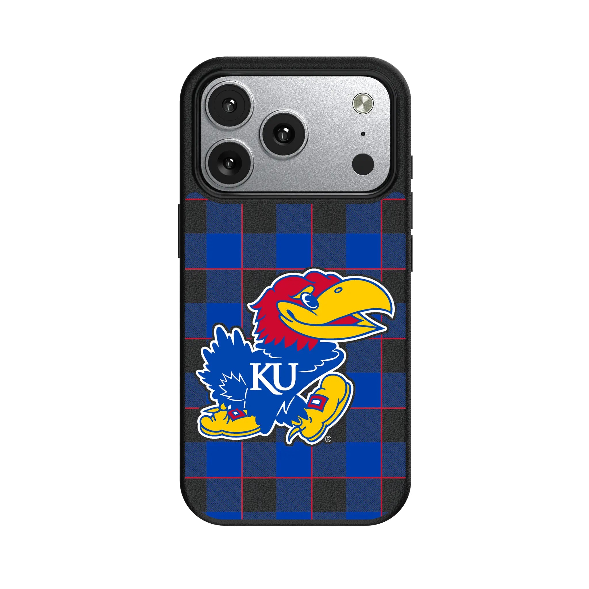 University of Kansas Jayhawks Plaid MagSafe Compatible Phone Case for Apple iPhone
