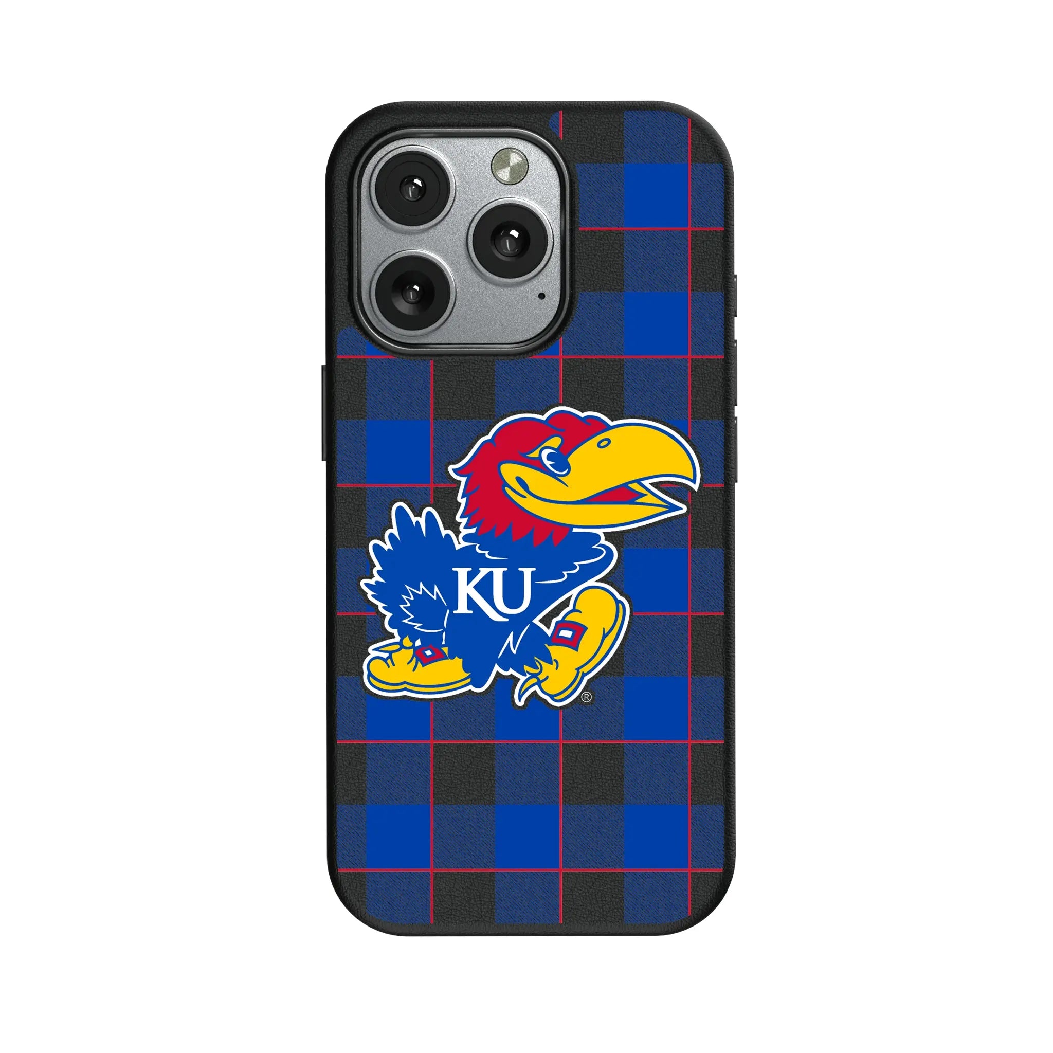 University of Kansas Jayhawks Plaid MagSafe Compatible Phone Case for Apple iPhone