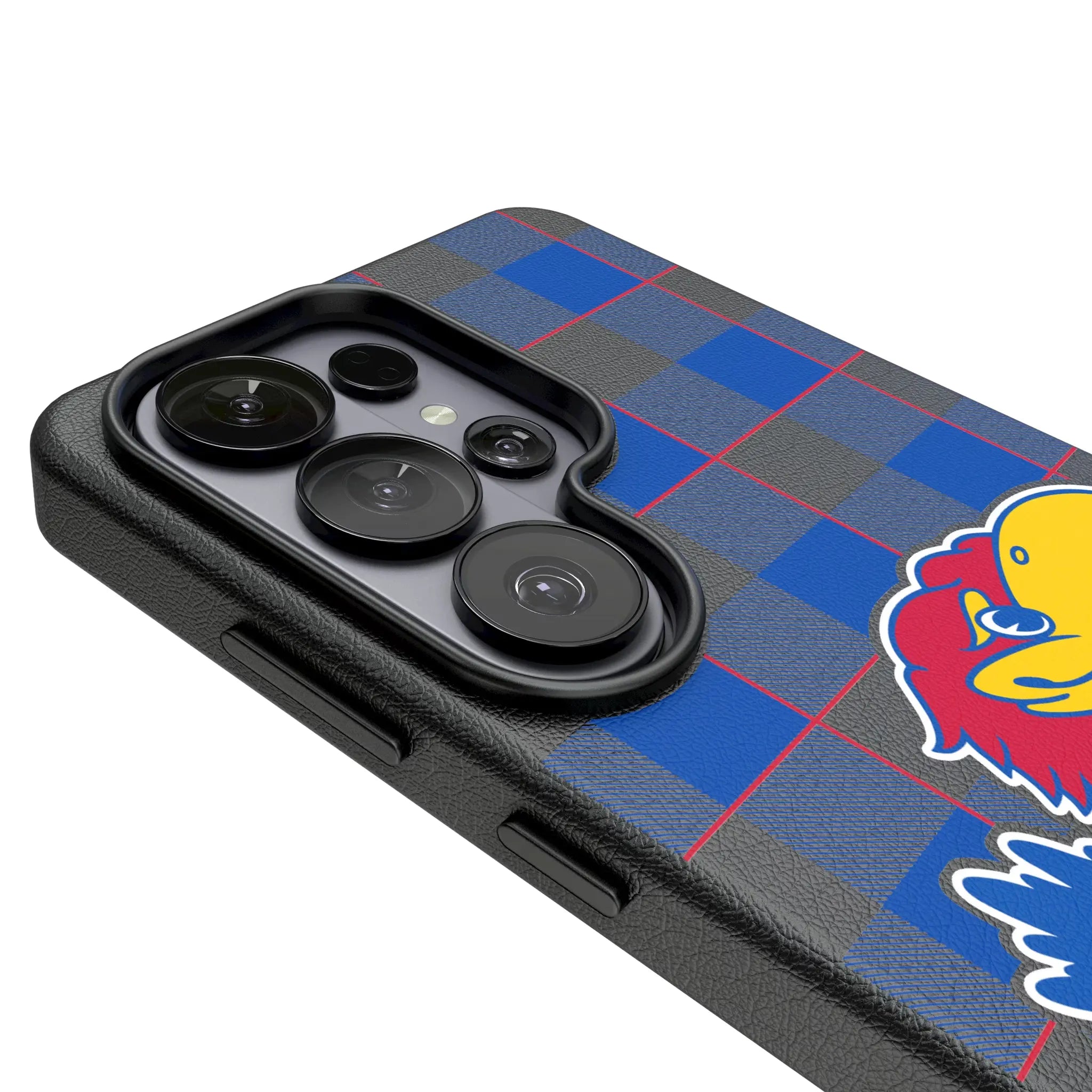 University of Kansas Jayhawks Plaid MagSafe Compatible Phone Case for Samsung Galaxy