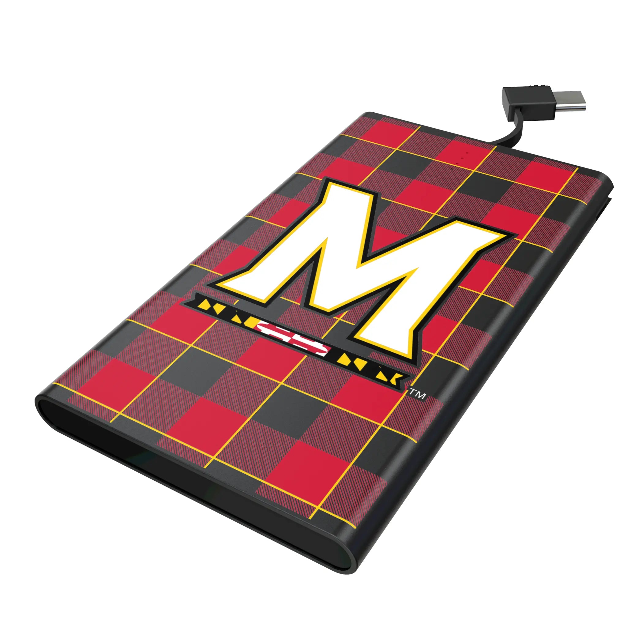 University of Maryland Terrapins Plaid 5000mAh Flat Powerbank