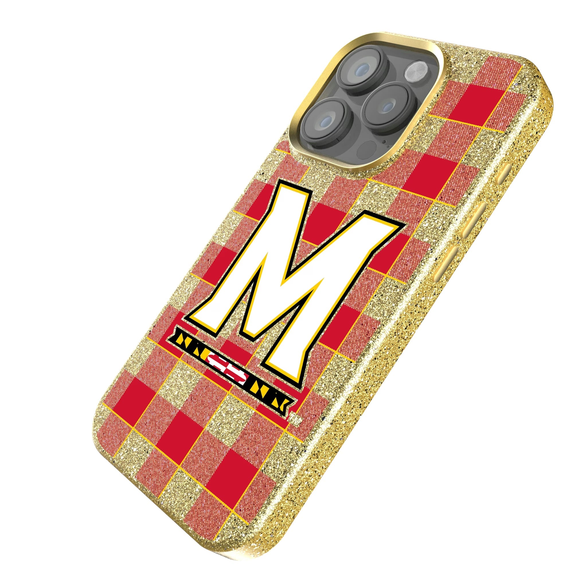 University of Maryland Terrapins Plaid Bling Phone Case