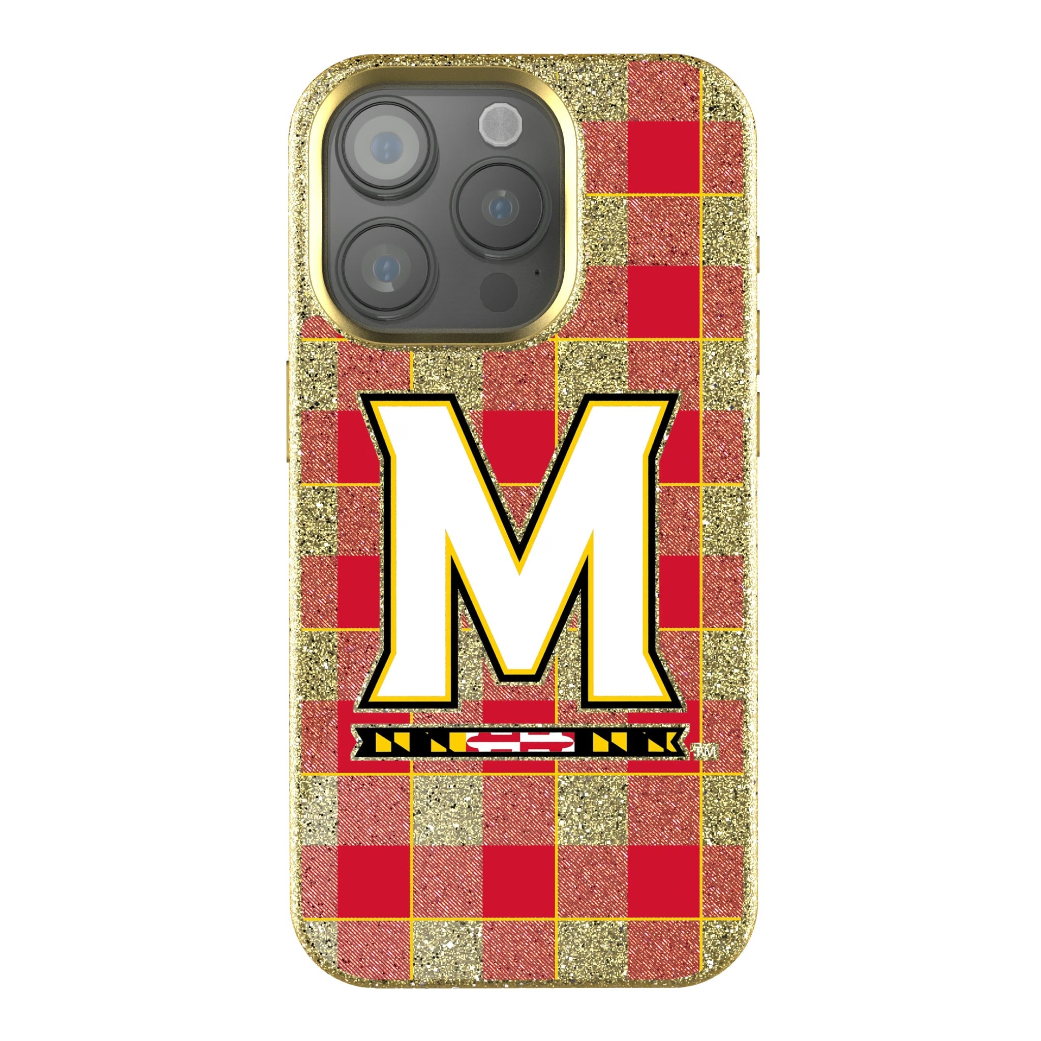 University of Maryland Terrapins Plaid Bling Phone Case