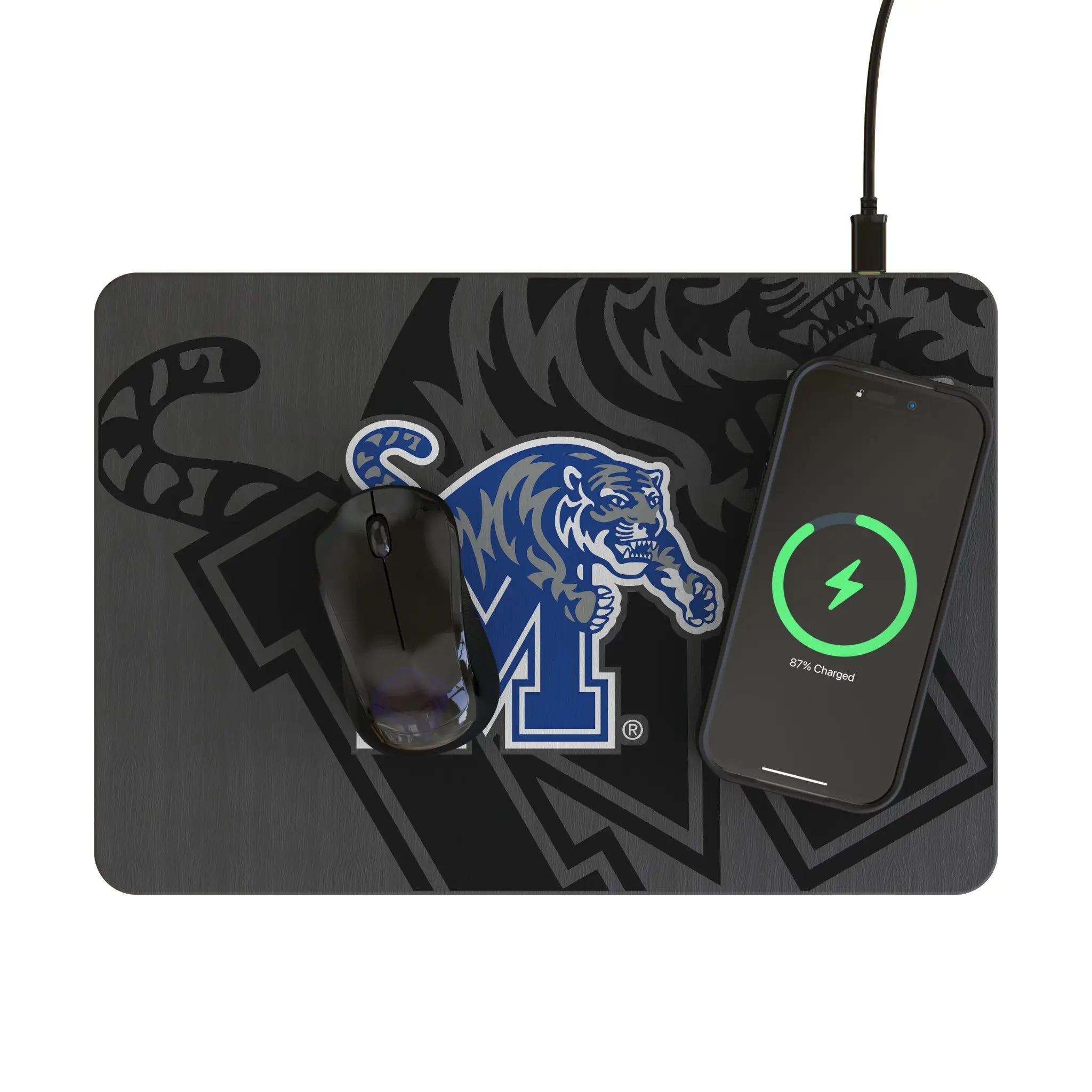 University of Memphis Tigers Monocolor Tilt 15-Watt Wireless Charger and Mouse Pad
