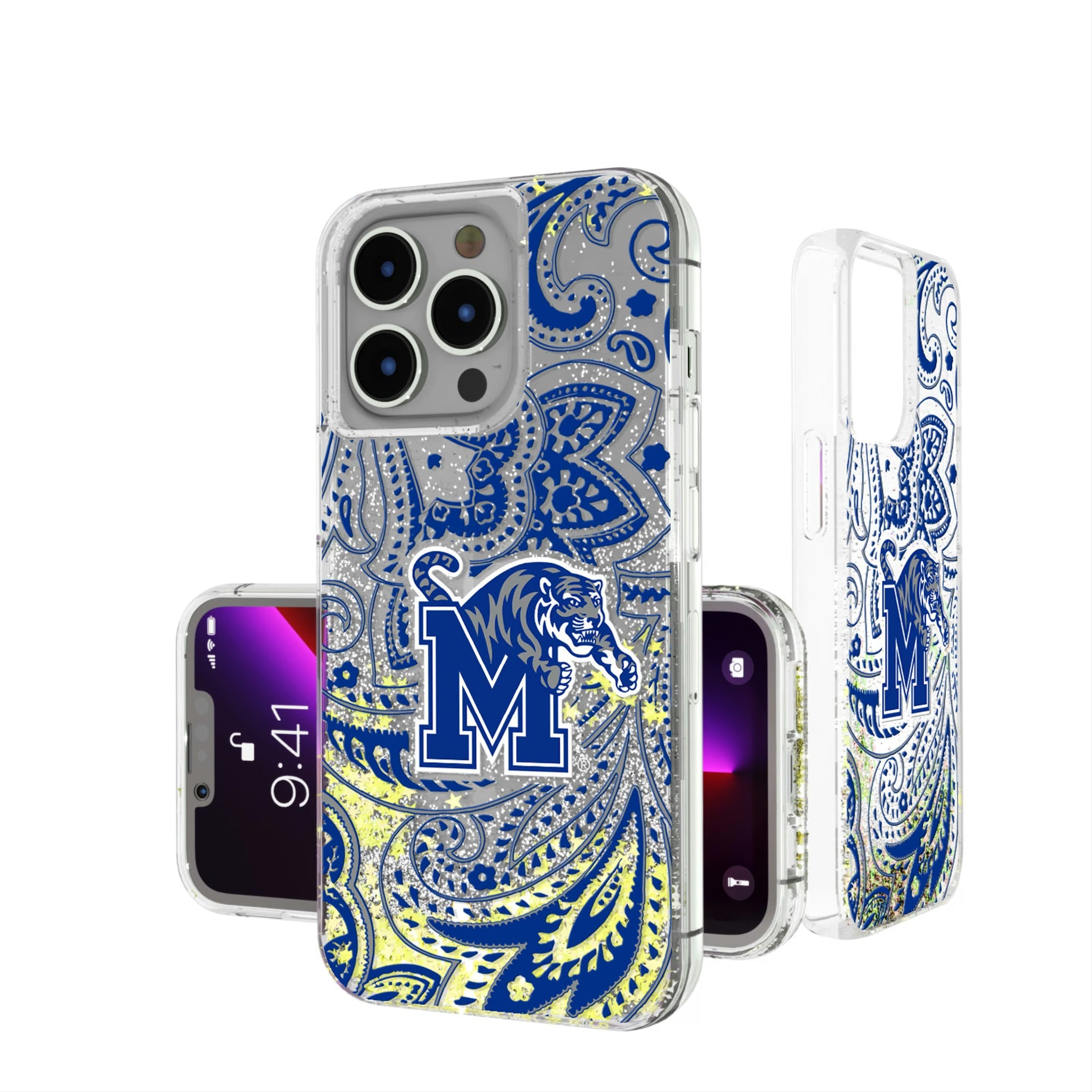 University of Memphis Tigers Paisley Glitter Phone Case - Sports Gifts, Sports Memorabilia, Sports Collectibles, Fan Shop