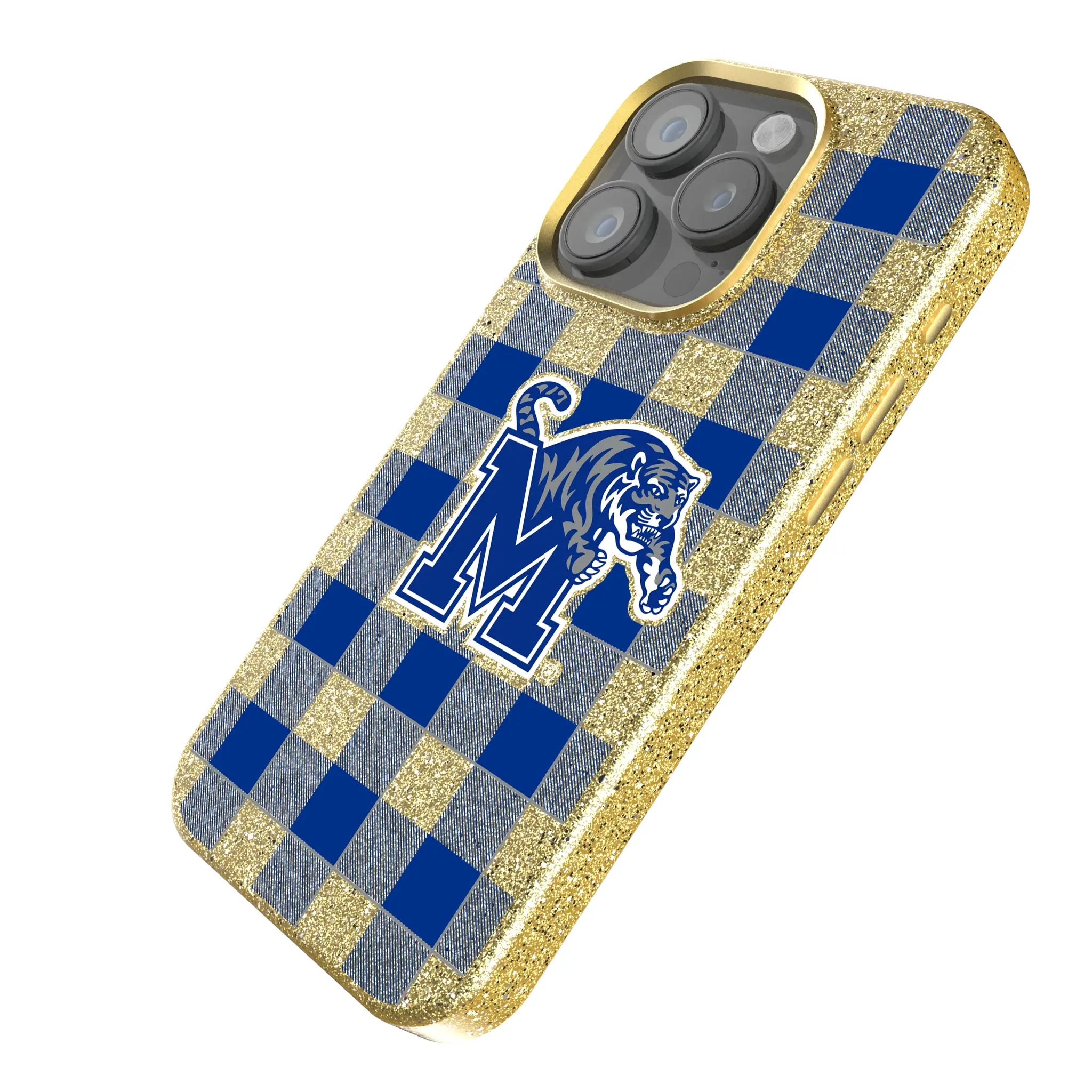 University of Memphis Tigers Plaid Bling Phone Case