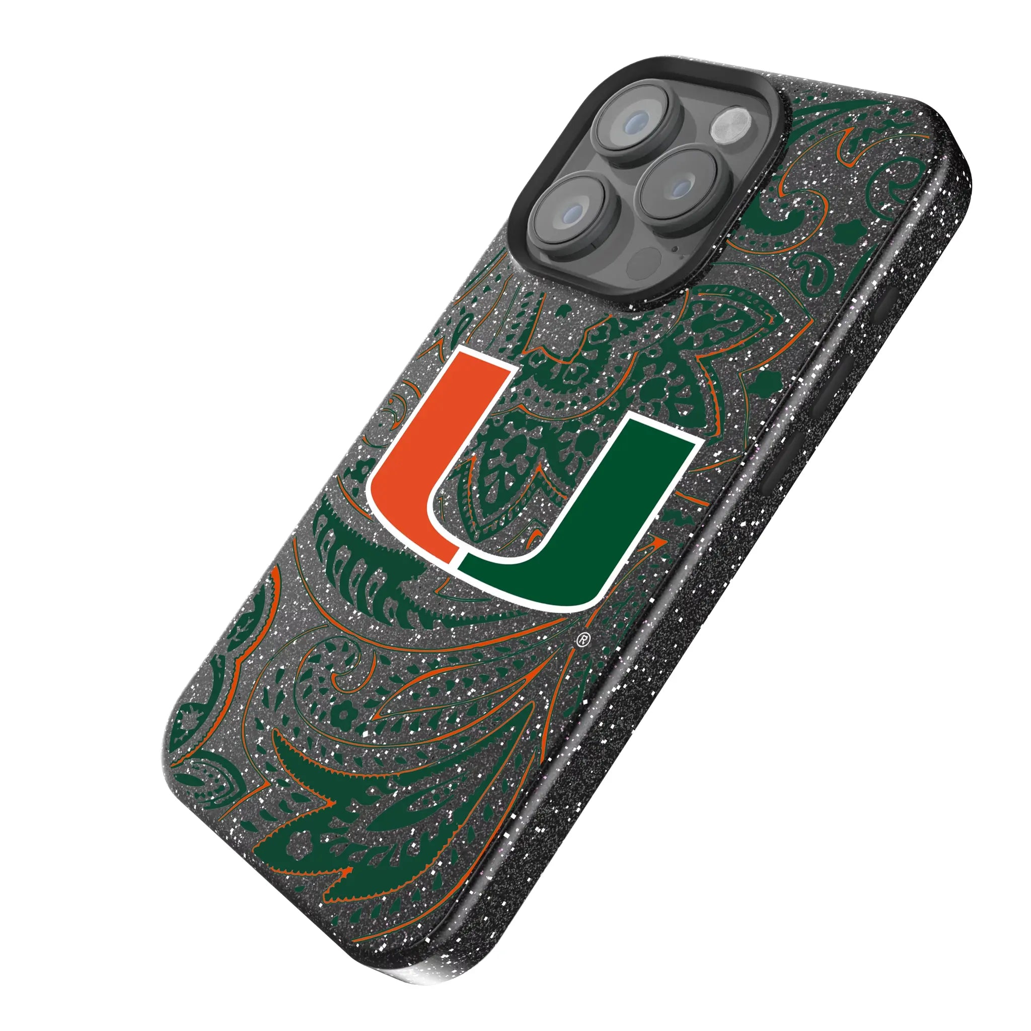 University of Miami Hurricanes Paisley Bling Phone Case