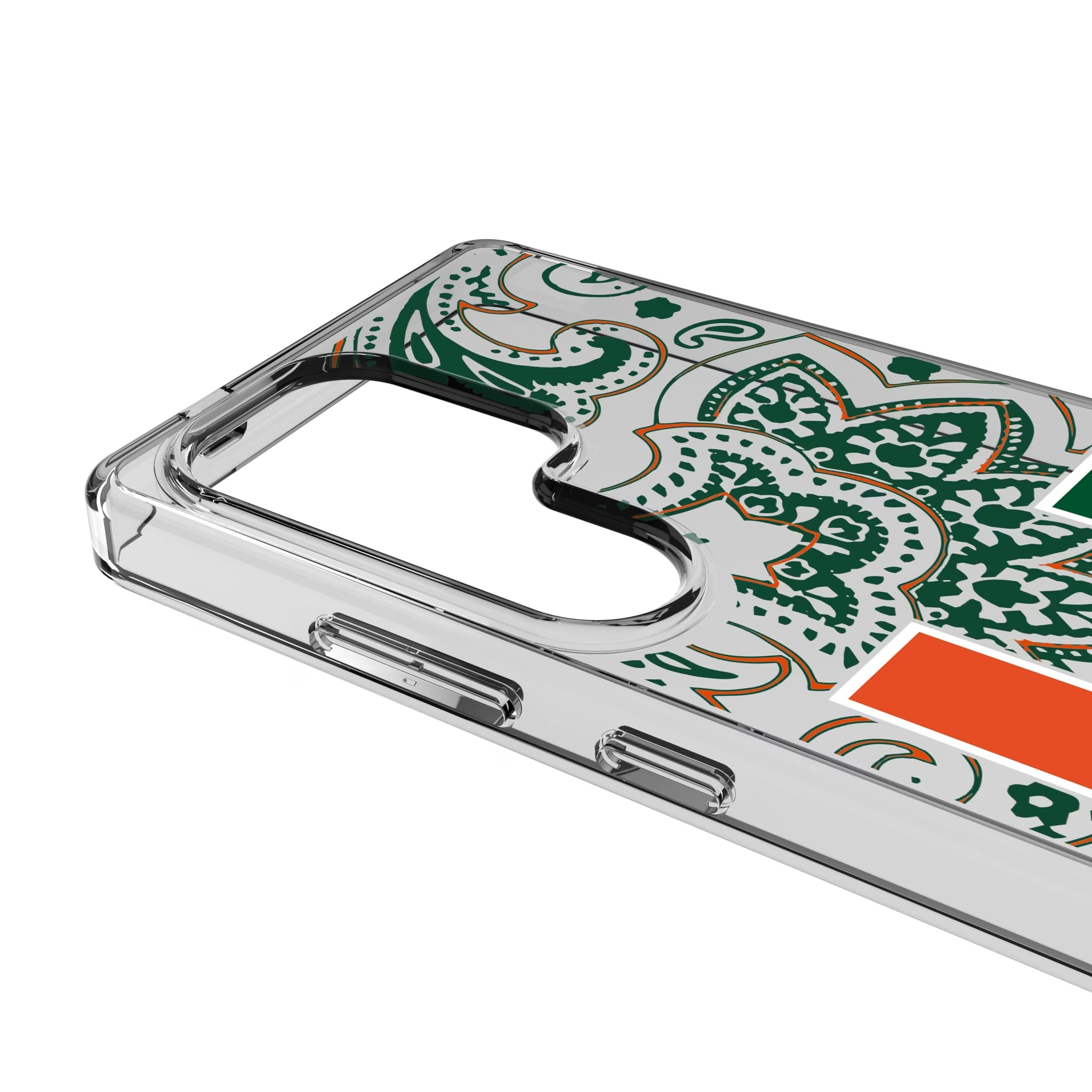 University of Miami Hurricanes Paisley Clear Phone Case for Samsung Galaxy - Sports Gifts, Sports Memorabilia, Sports Collectibles, Fan Shop