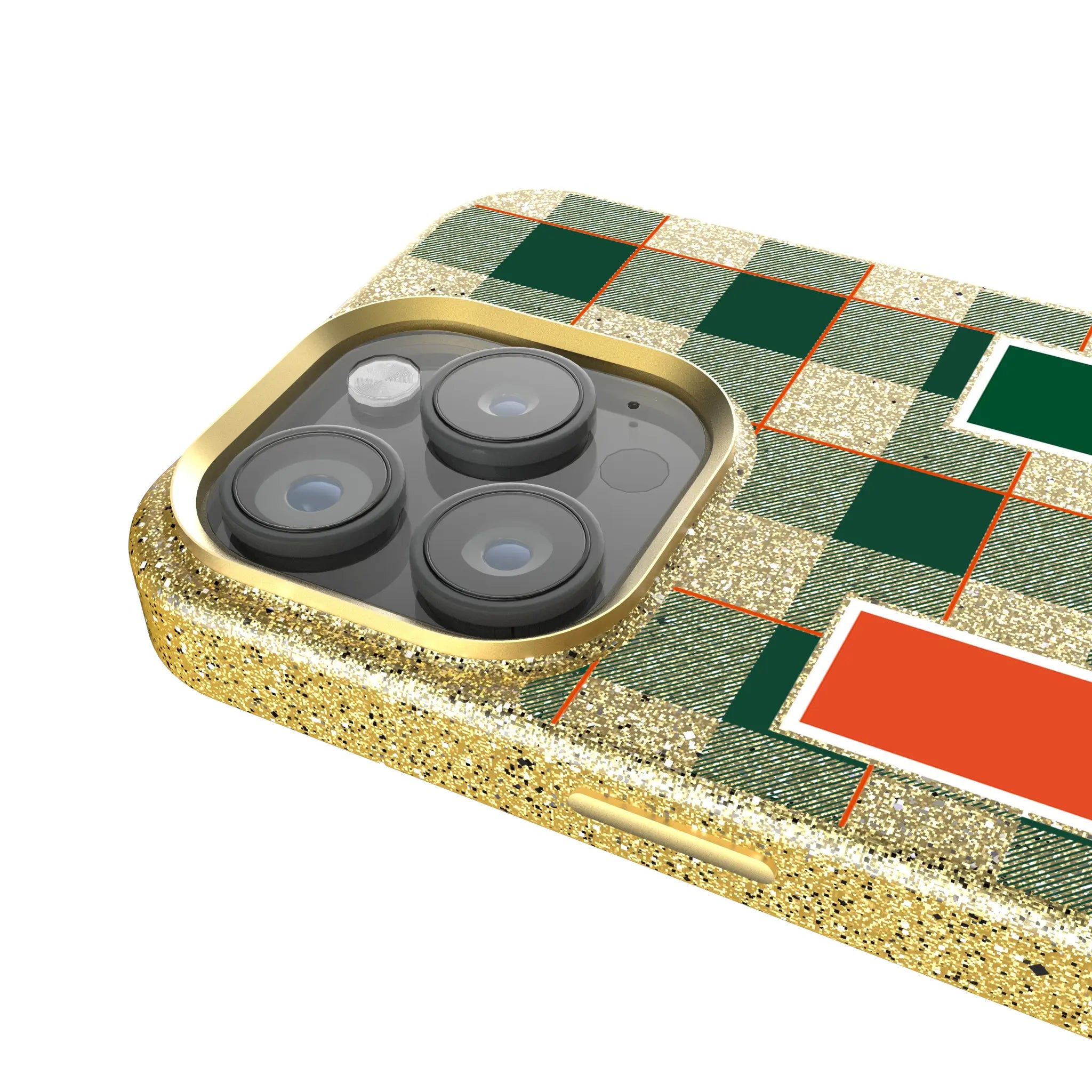 University of Miami Hurricanes Plaid Bling Phone Case
