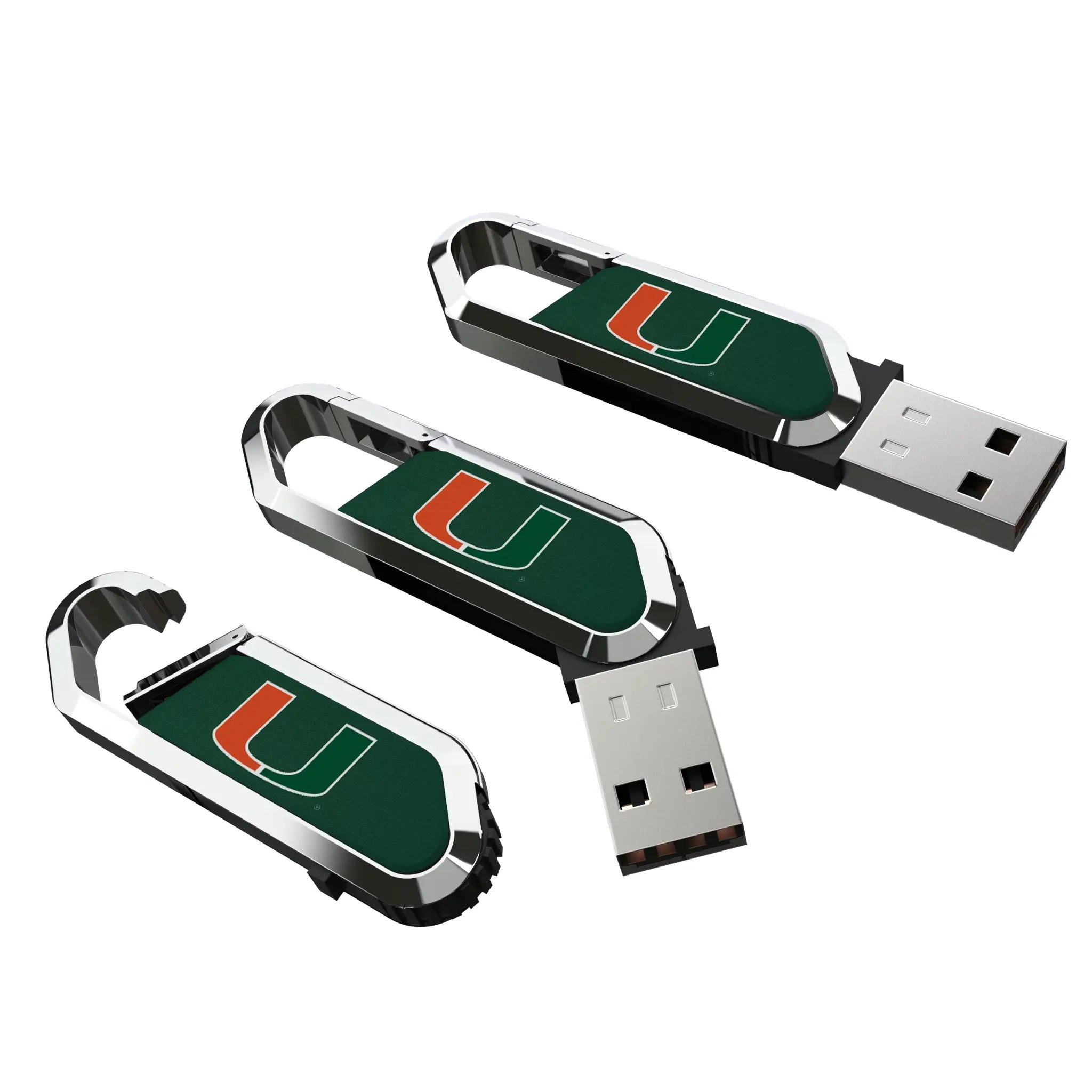 University of Miami Hurricanes Solid USB 32GB Clip Style Flash Drive