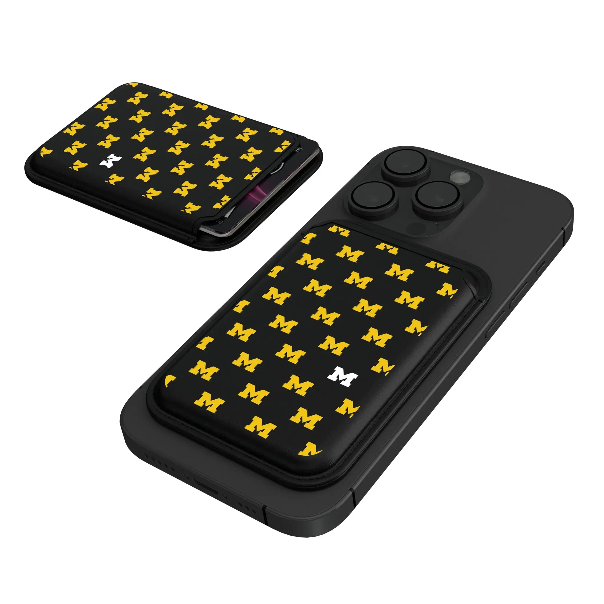 University of Michigan Wolverines Fashion Pattern Black Magnetic Credit Card Wallet