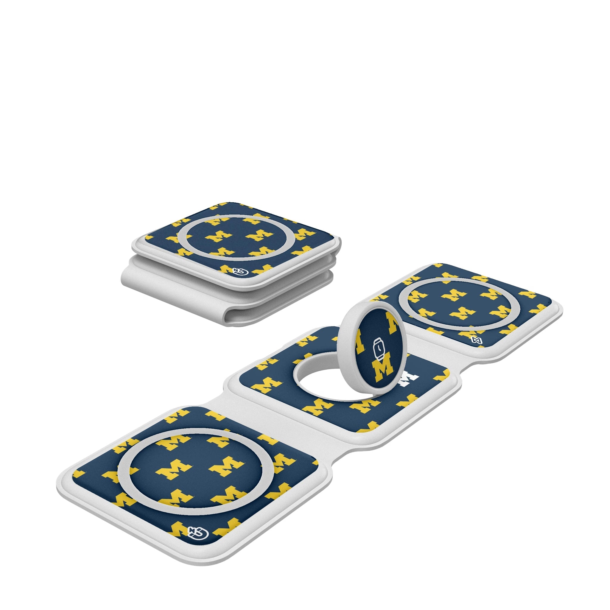 University of Michigan Wolverines Fashion Pattern Foldable 3 in 1 Charger - Sports Gifts, Sports Memorabilia, Sports Collectibles, Fan Shop