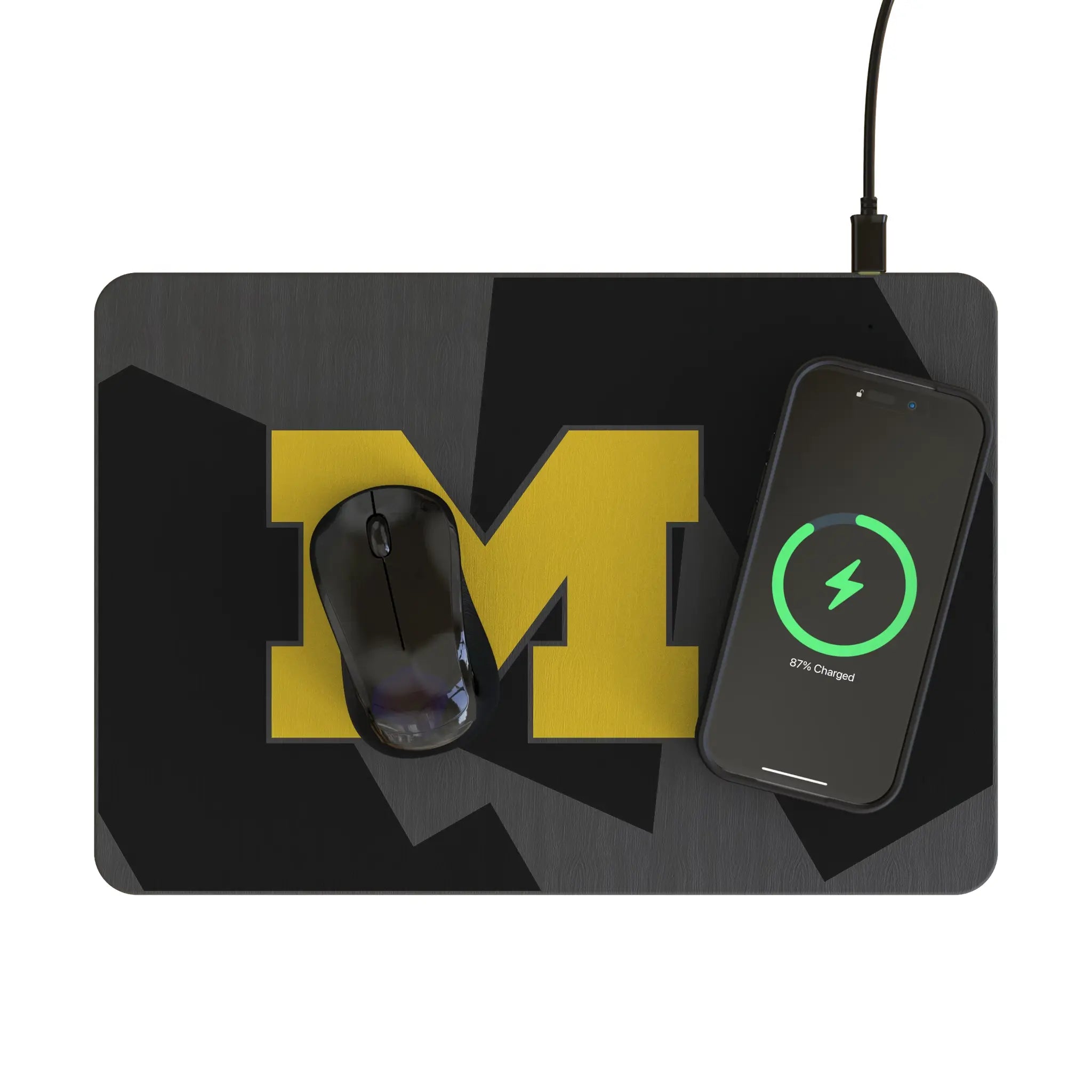 University of Michigan Wolverines Monocolor Tilt 15-Watt Wireless Charger and Mouse Pad