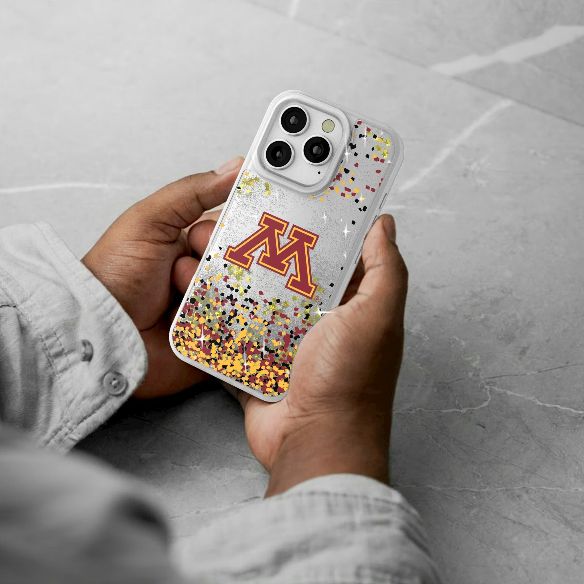 University of Minnesota Golden Gophers Confetti Glitter Phone Case - Sports Gifts, Sports Memorabilia, Sports Collectibles, Fan Shop