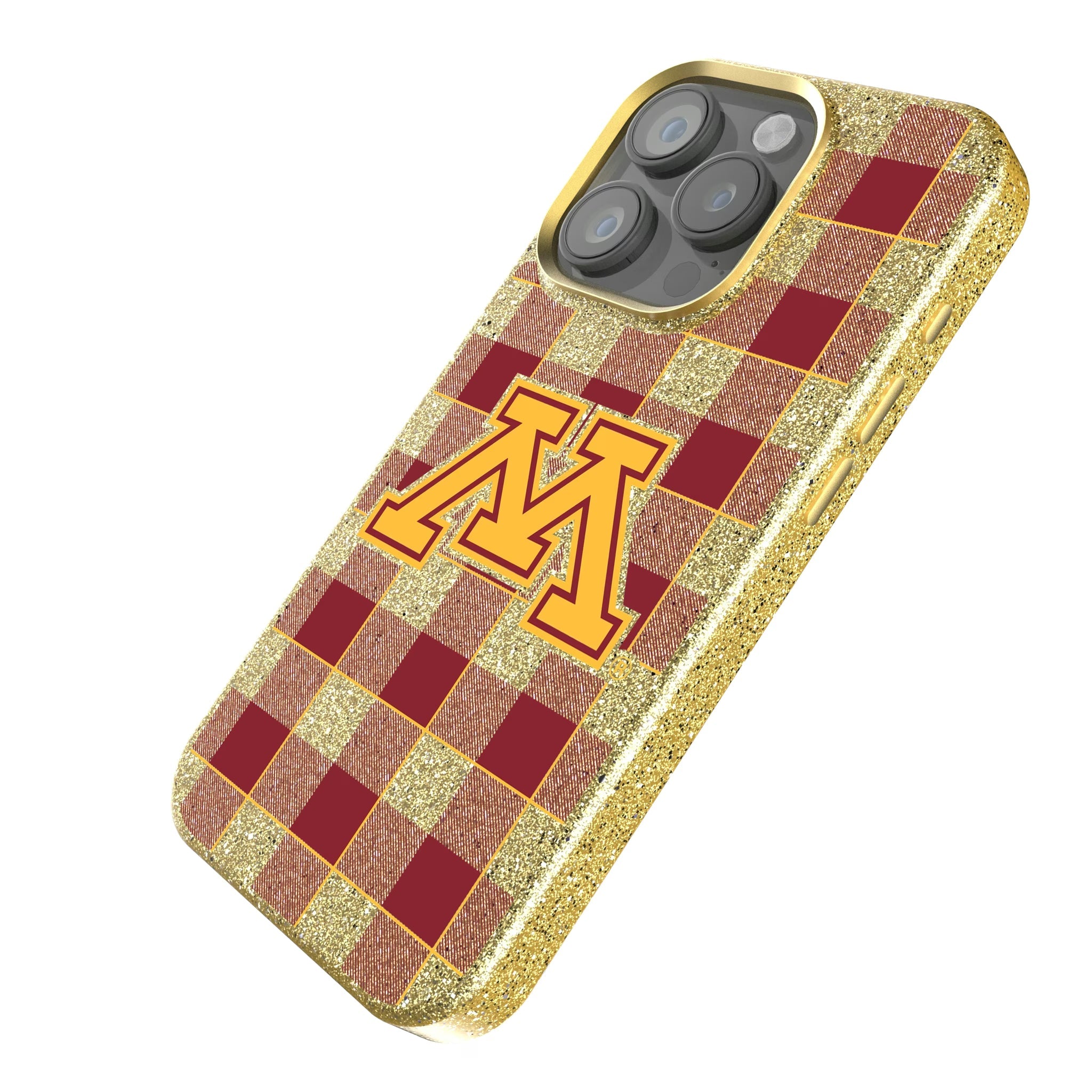 University of Minnesota Golden Gophers Plaid Bling Phone Case