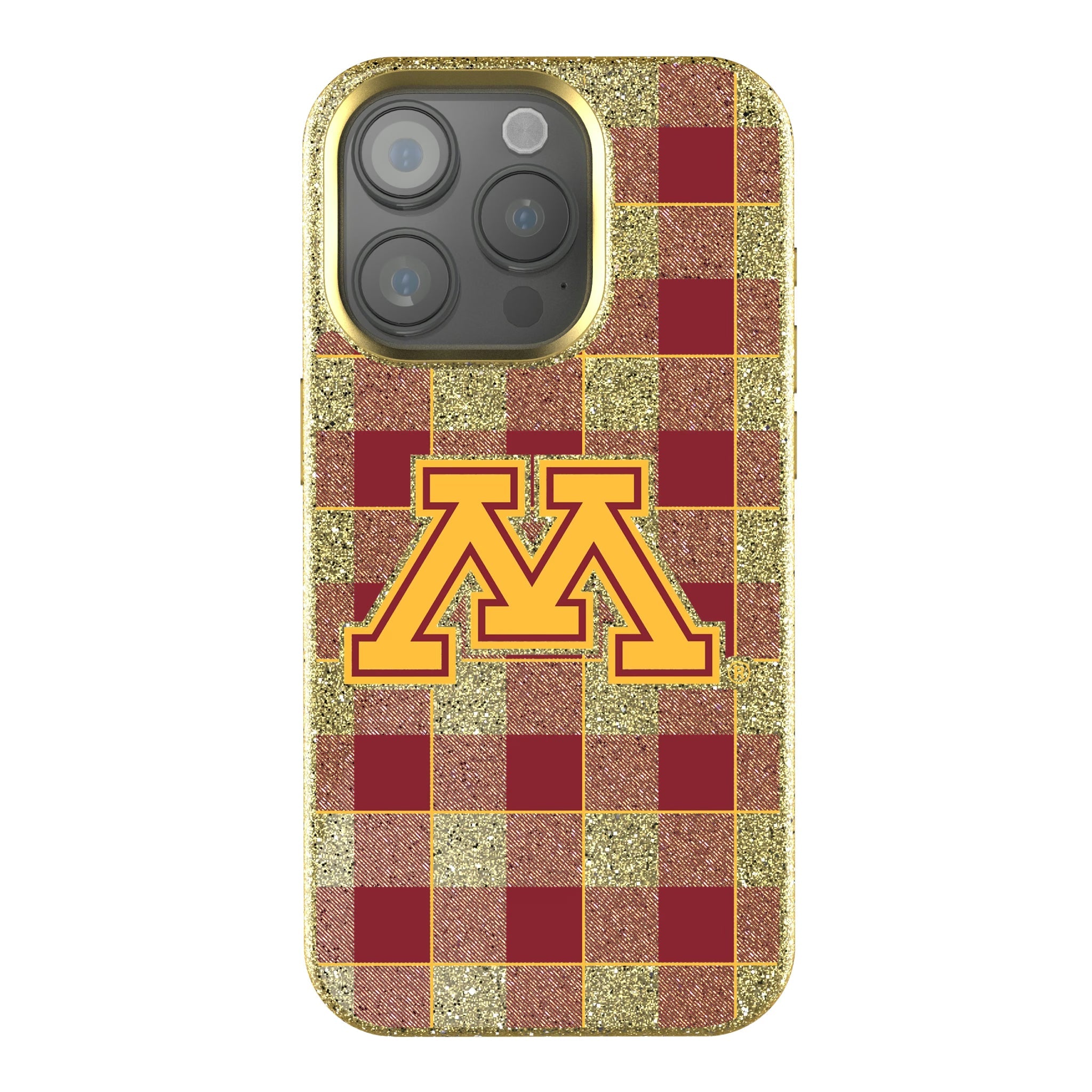 University of Minnesota Golden Gophers Plaid Bling Phone Case