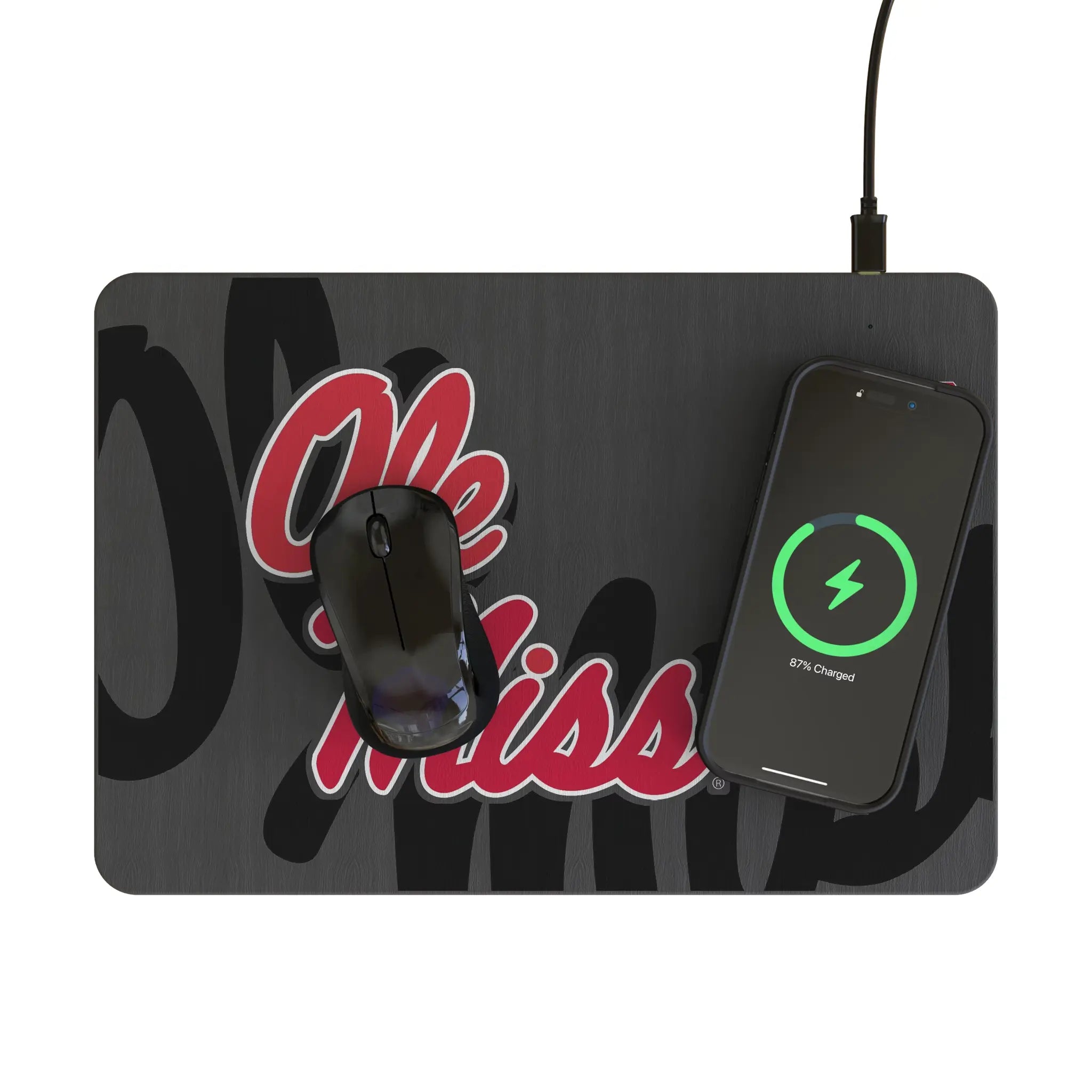 University of Mississippi Rebels Monocolor Tilt 15-Watt Wireless Charger and Mouse Pad