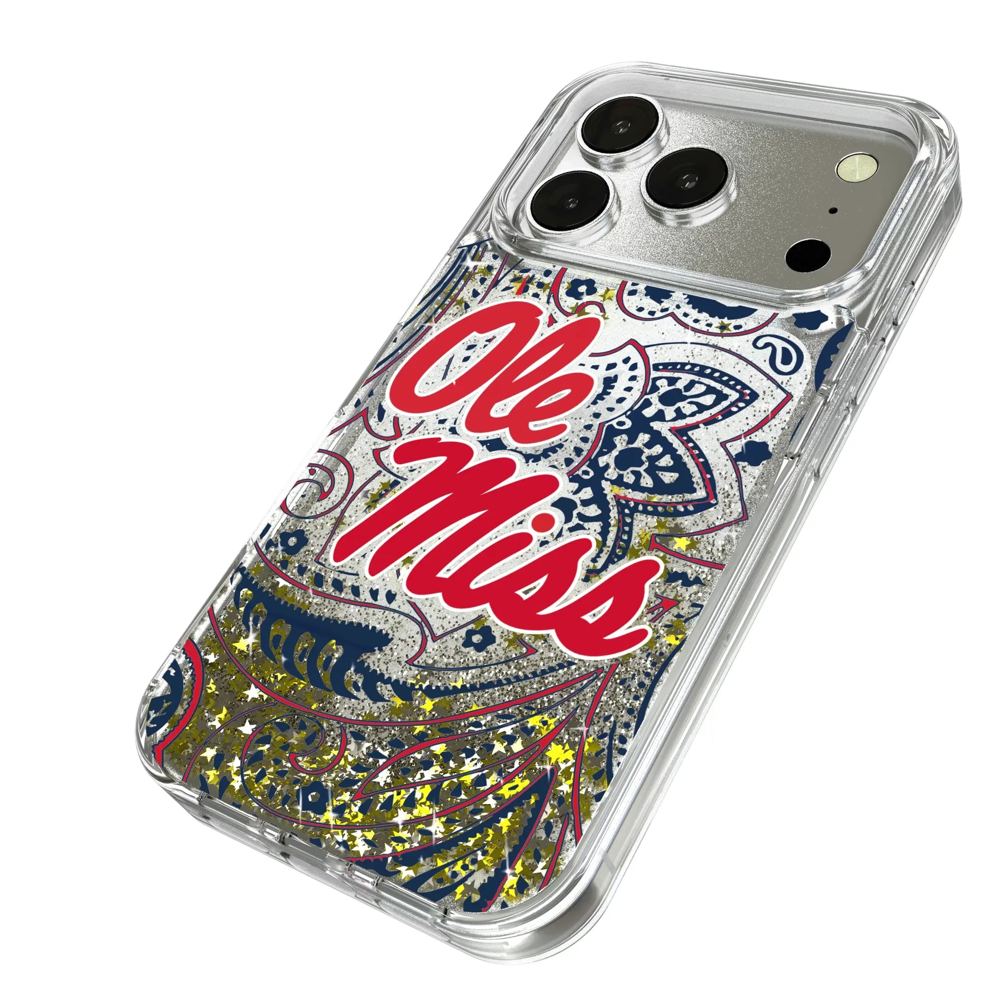 University of Mississippi Rebels Paisley Glitter Phone Case