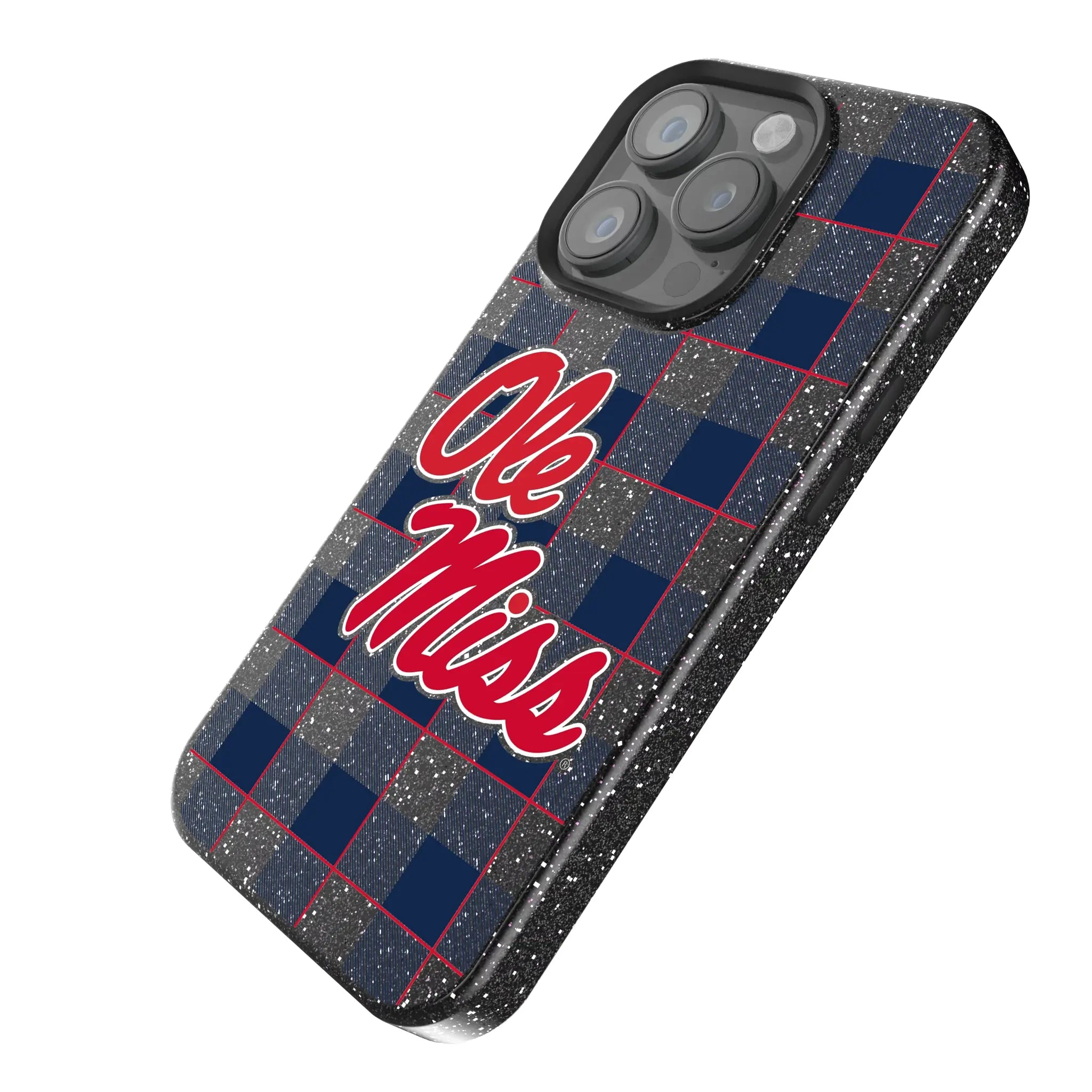 University of Mississippi Rebels Plaid Bling Phone Case