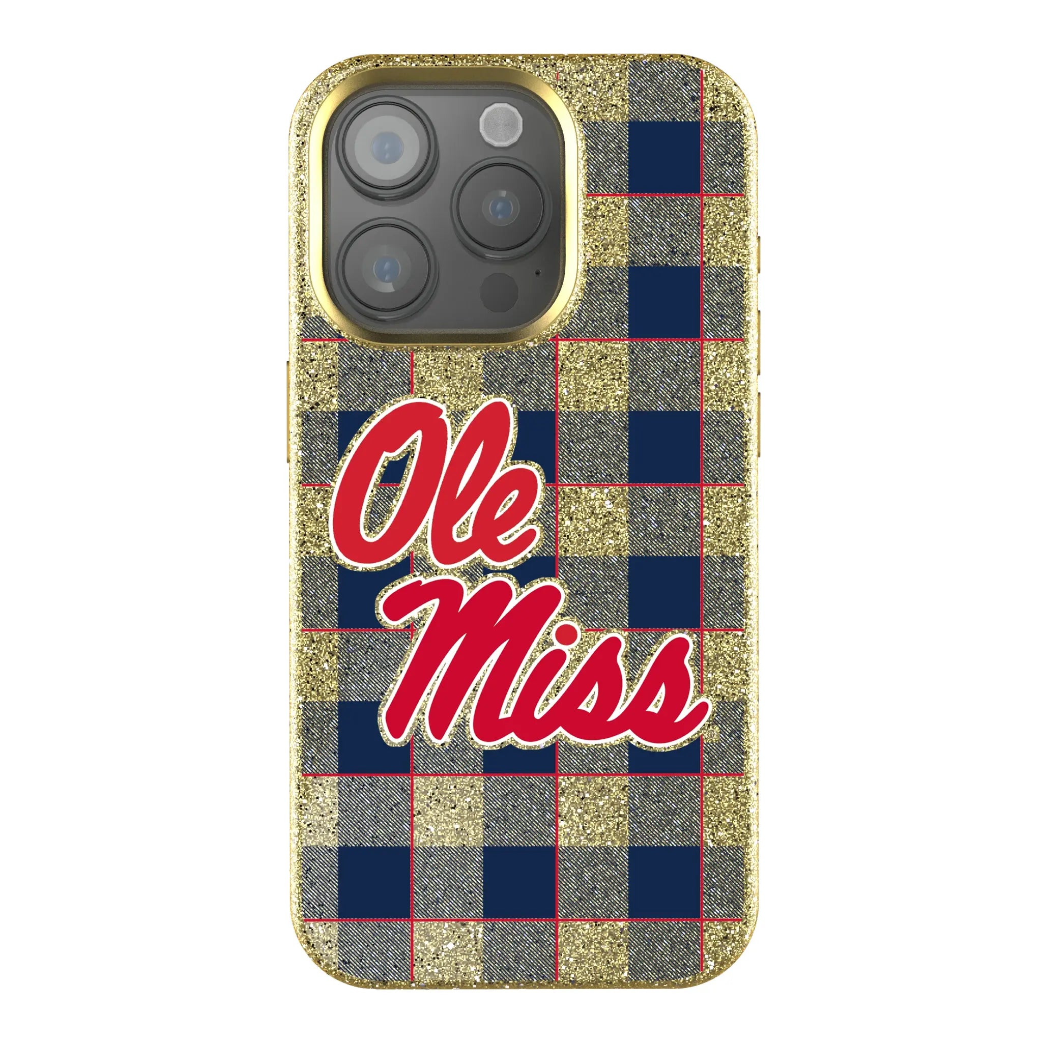 University of Mississippi Rebels Plaid Bling Phone Case