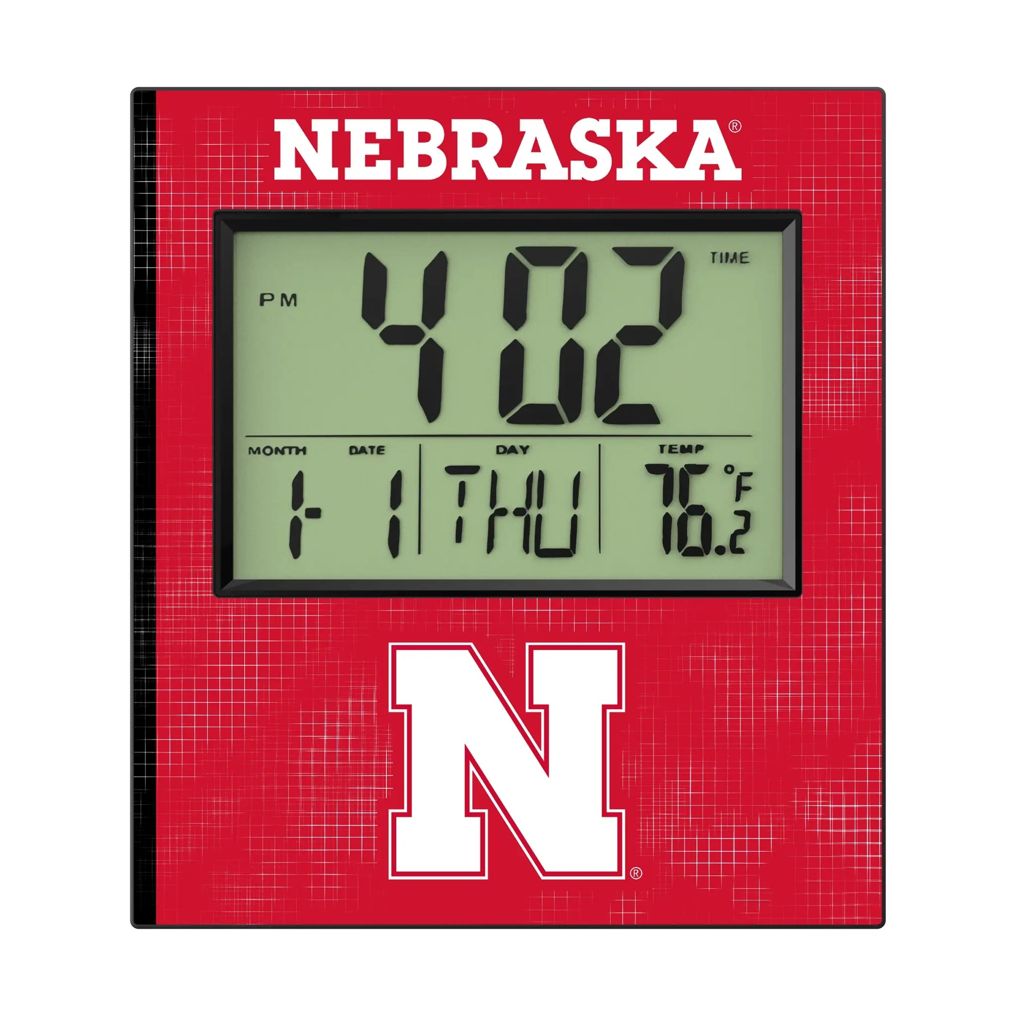 University of Nebraska Huskers Block N Hatch Wall Clock