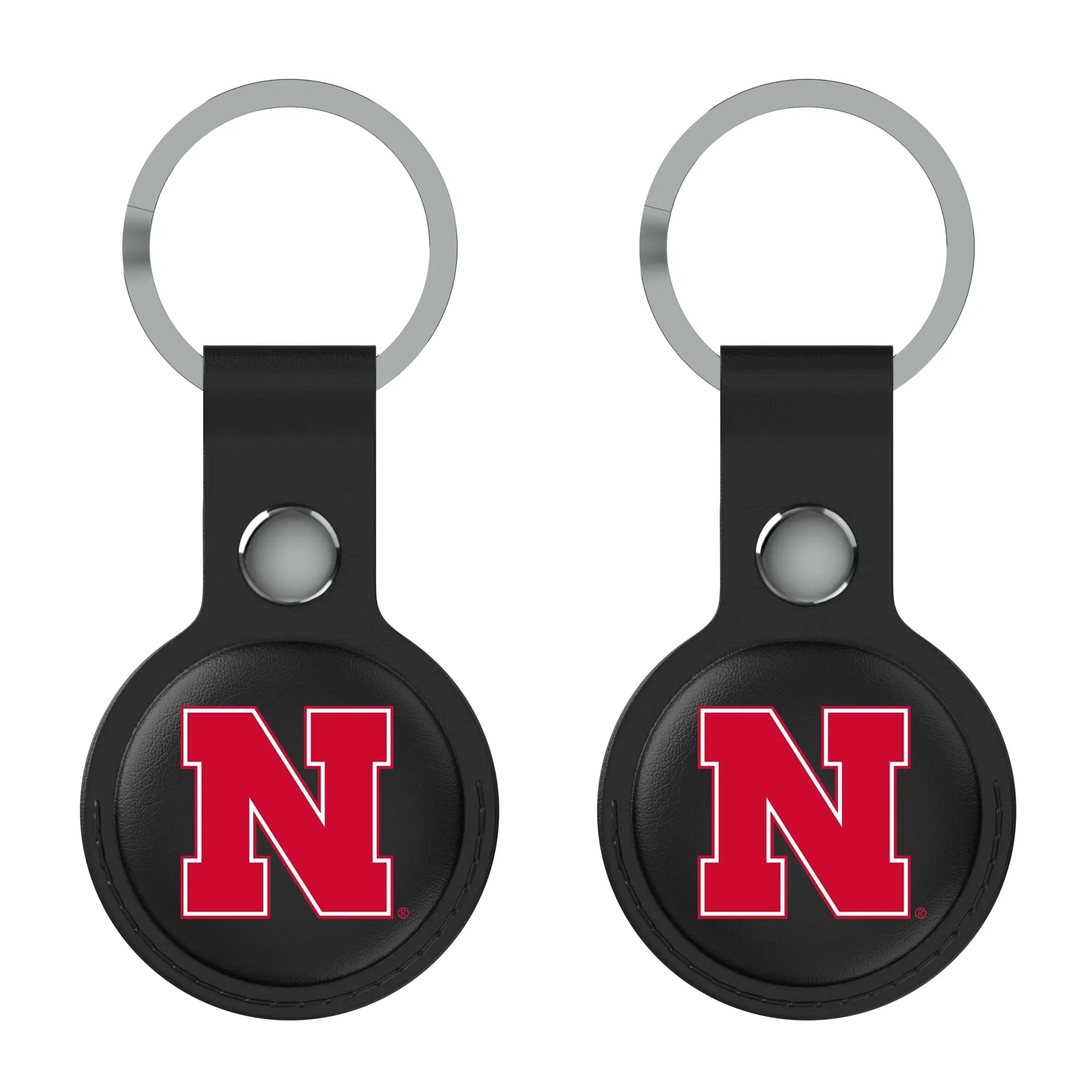 University of Nebraska Huskers Block N Insignia Black Airtag Holder 2-Pack