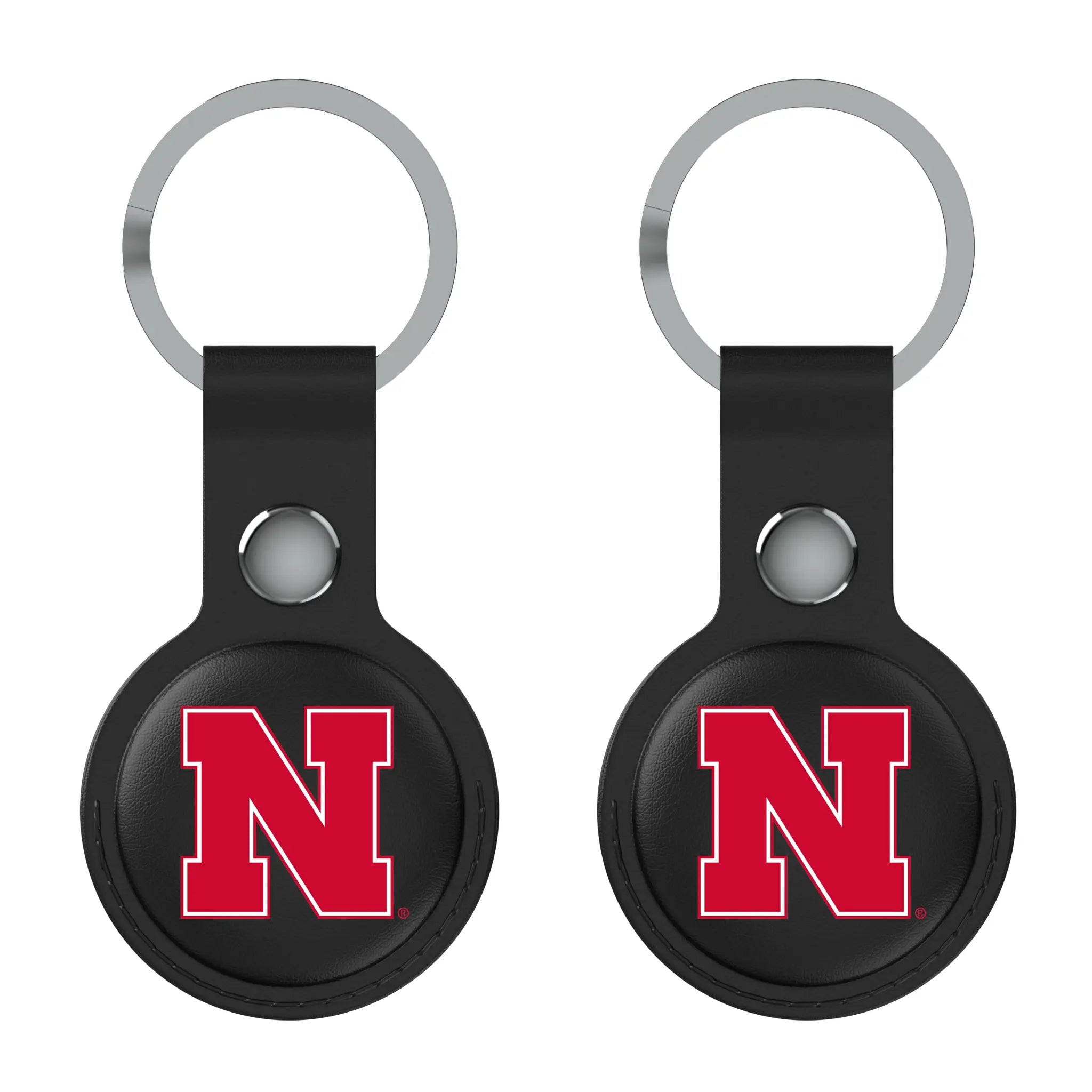 University of Nebraska Huskers Block N Insignia Black Airtag Holder 2-Pack